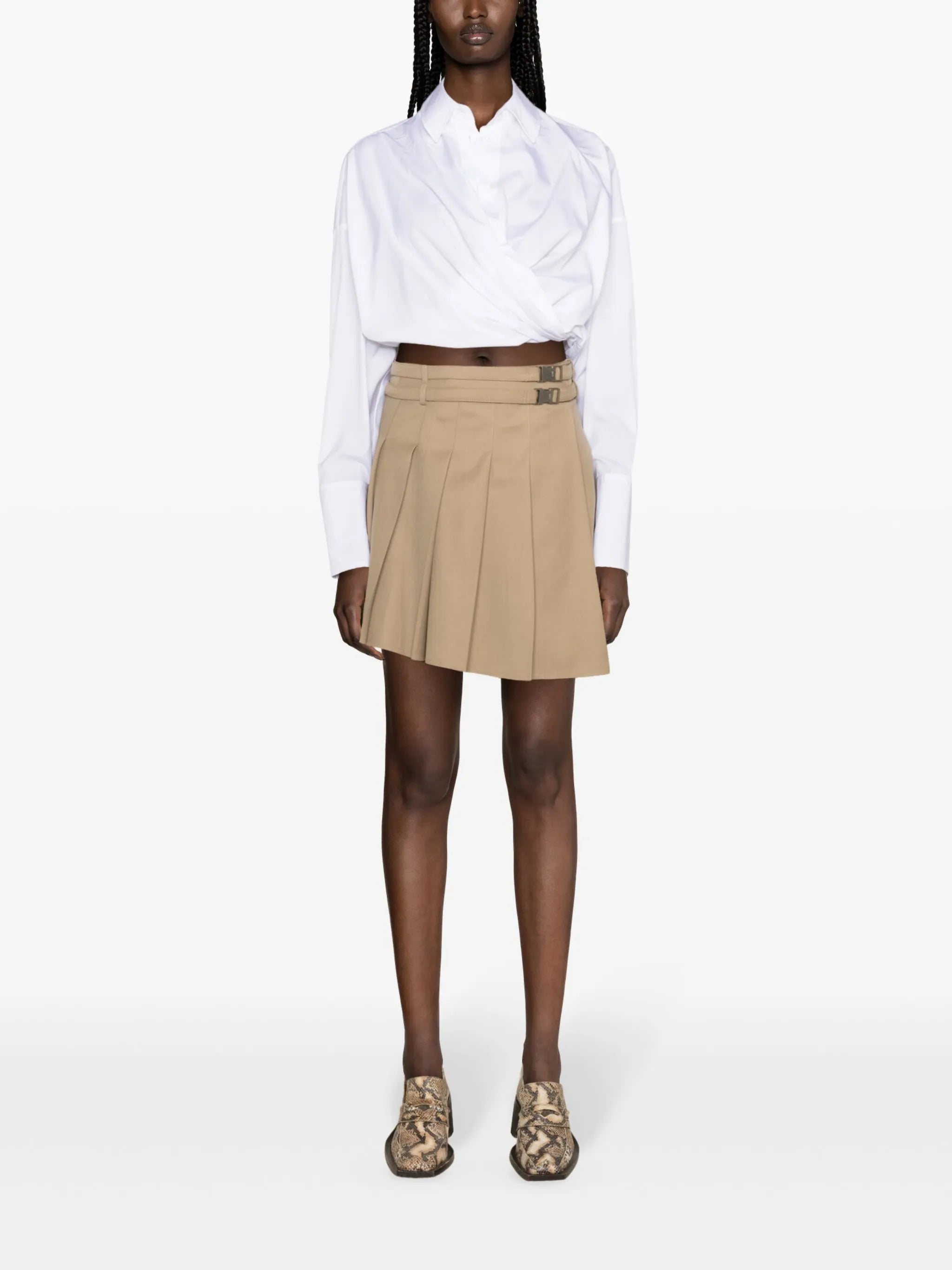 Unbalance pleated miniskirt