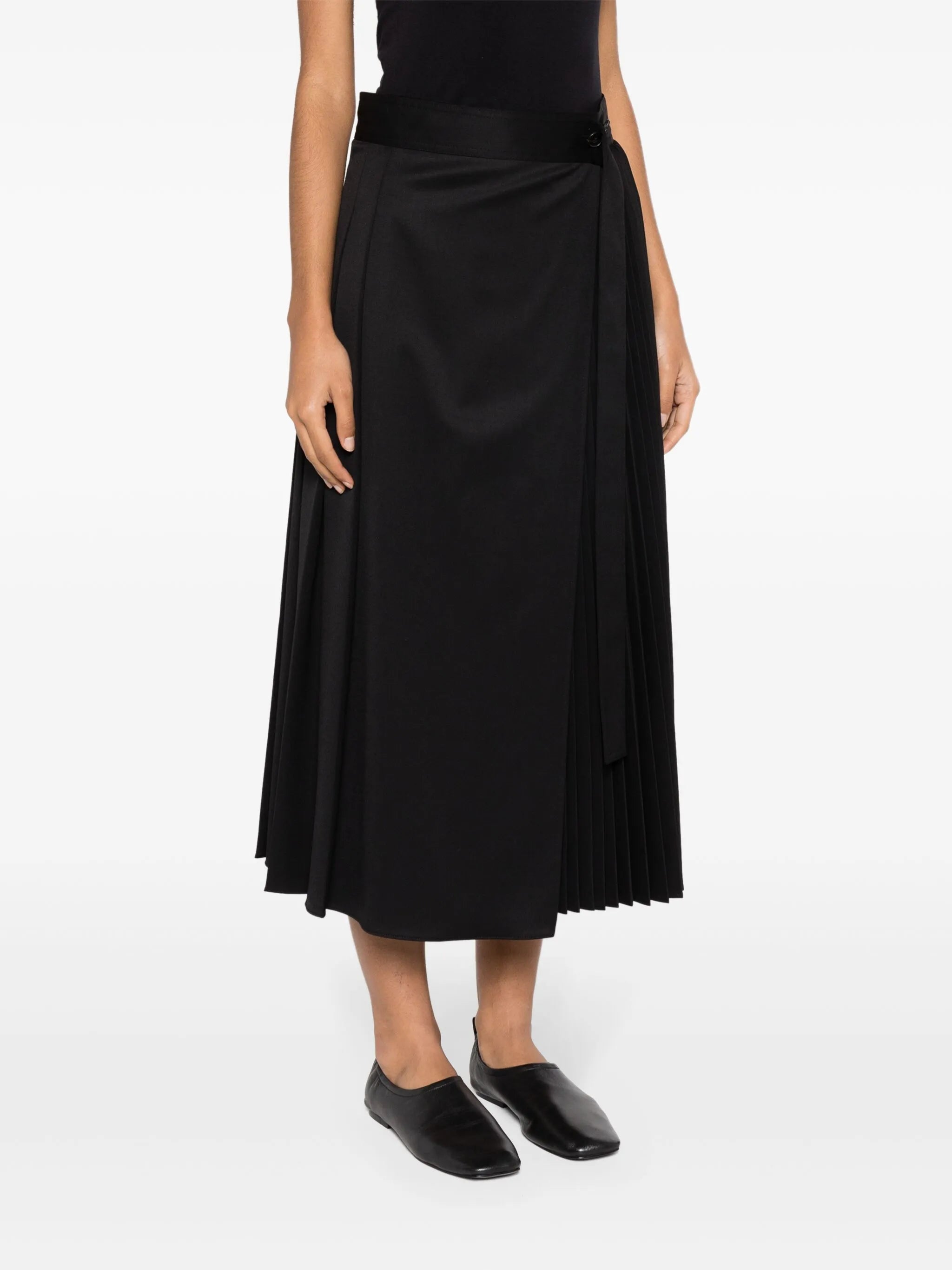 pleated wrap skirt