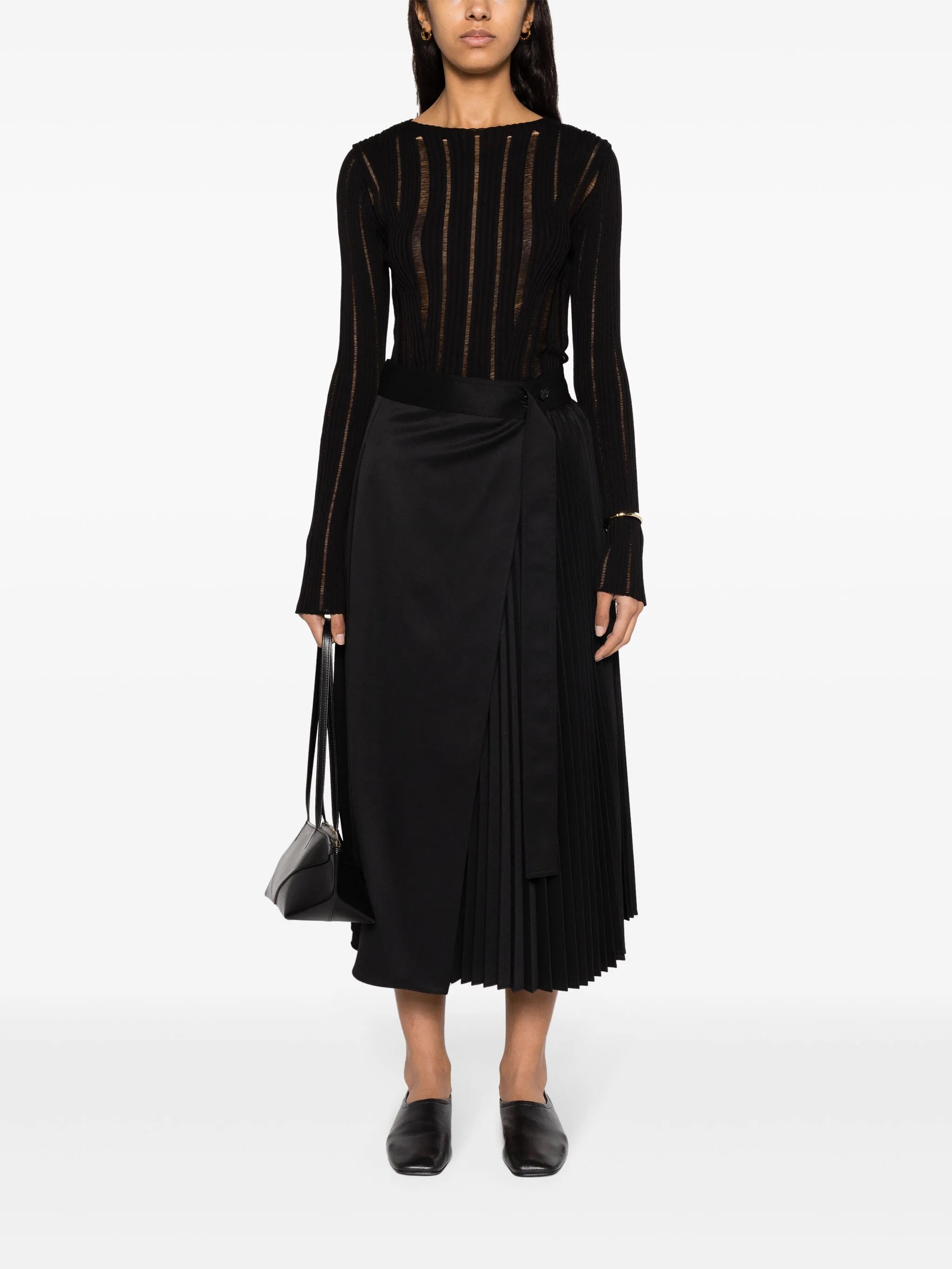 pleated wrap skirt