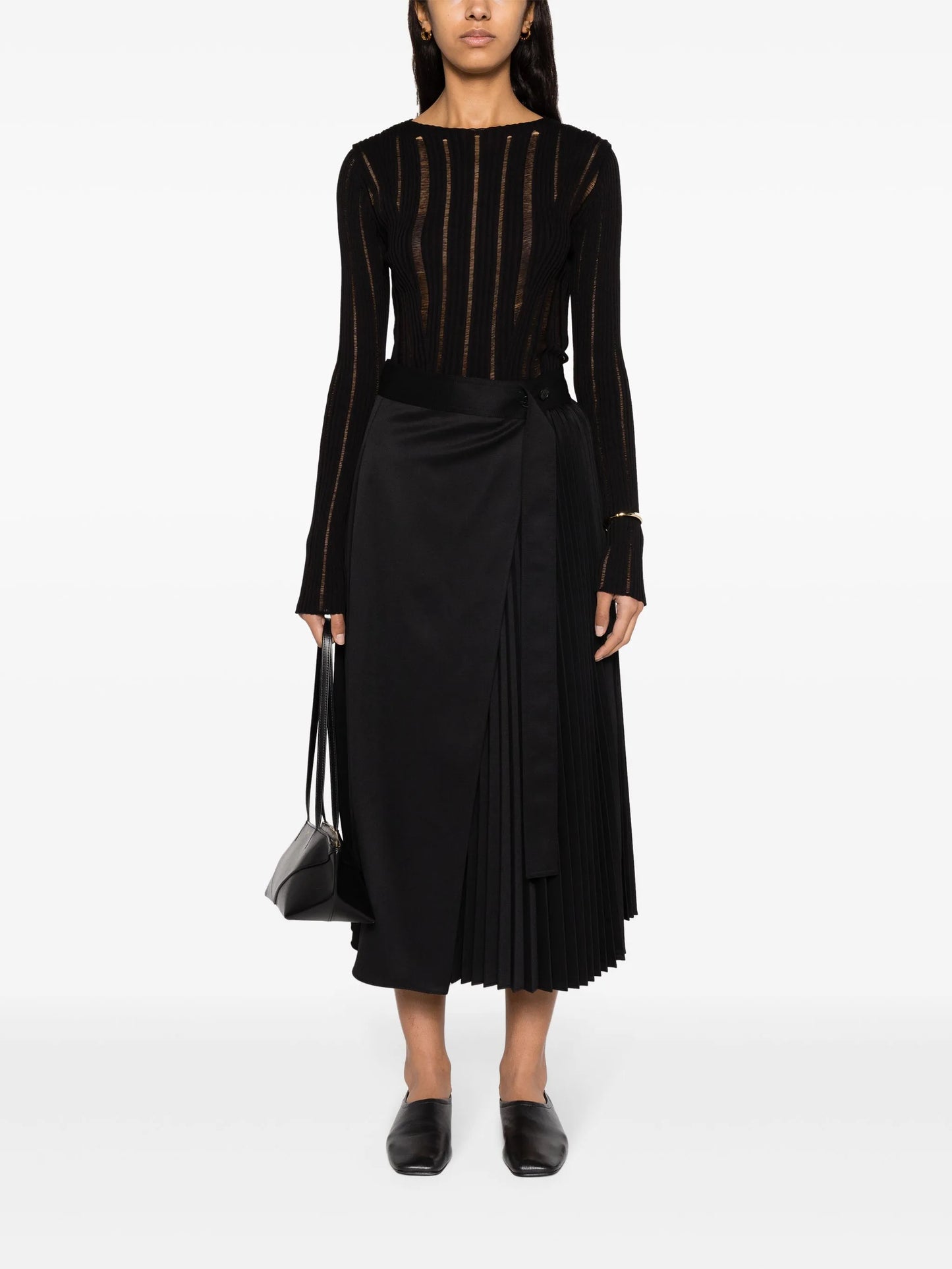 pleated wrap skirt