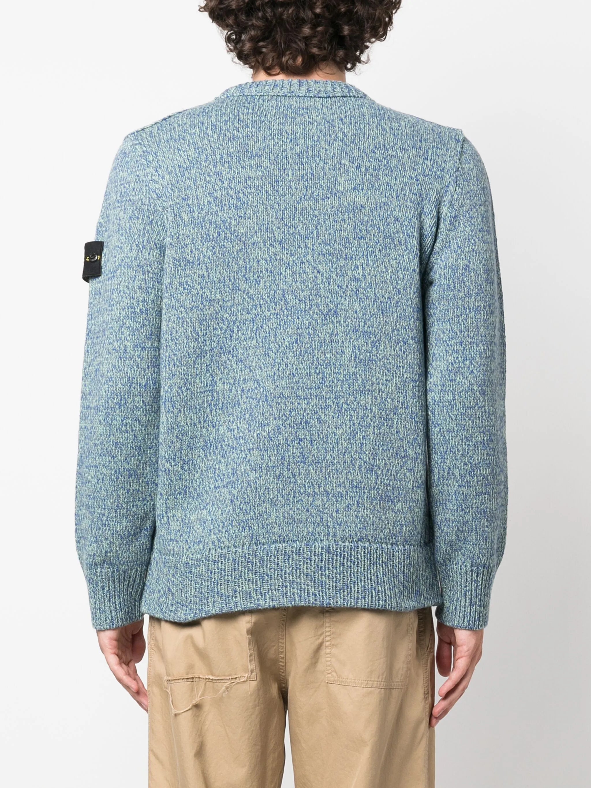 Compass-motif marl-knit jumper