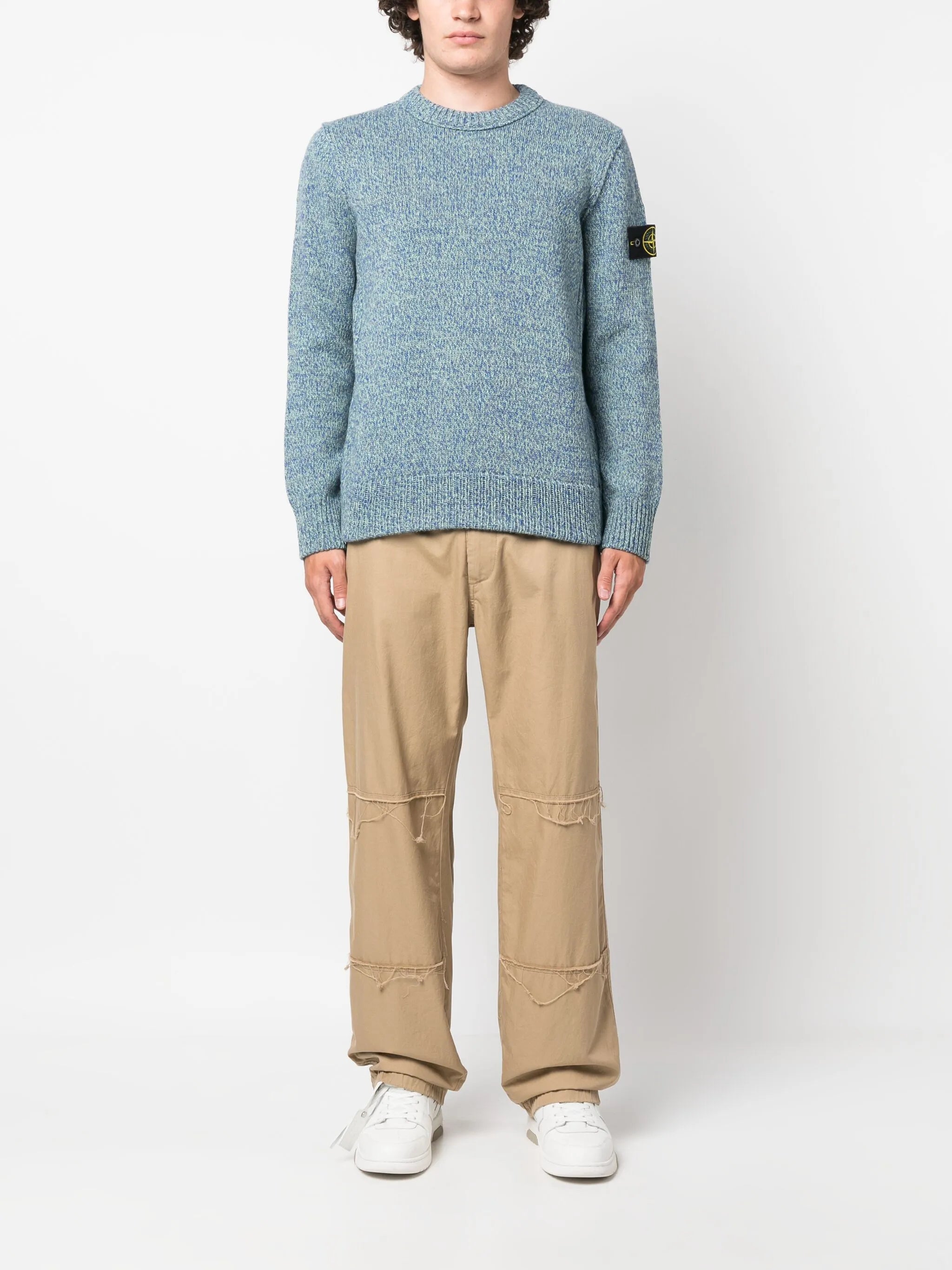 Compass-motif marl-knit jumper