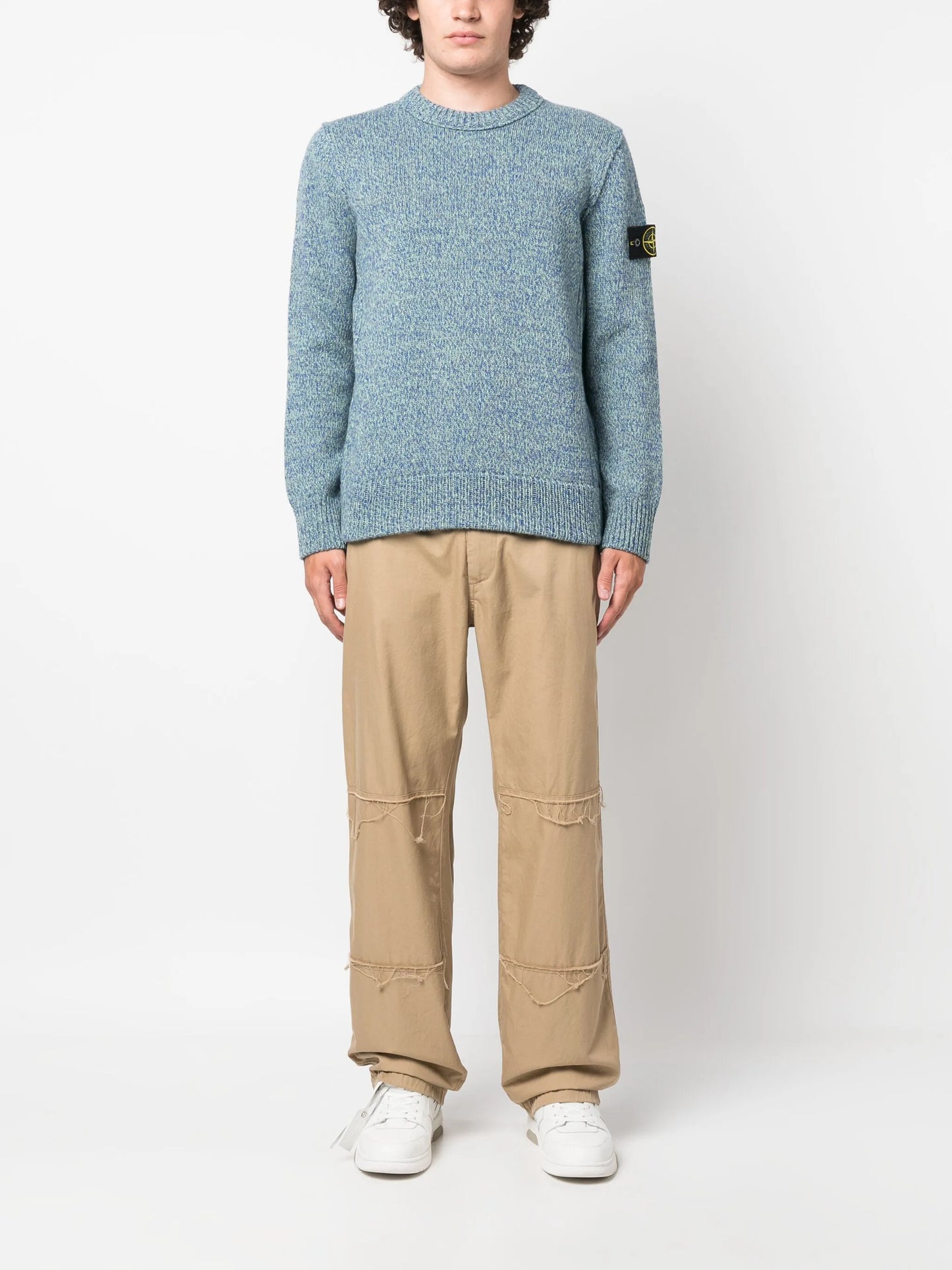 Compass-motif marl-knit jumper