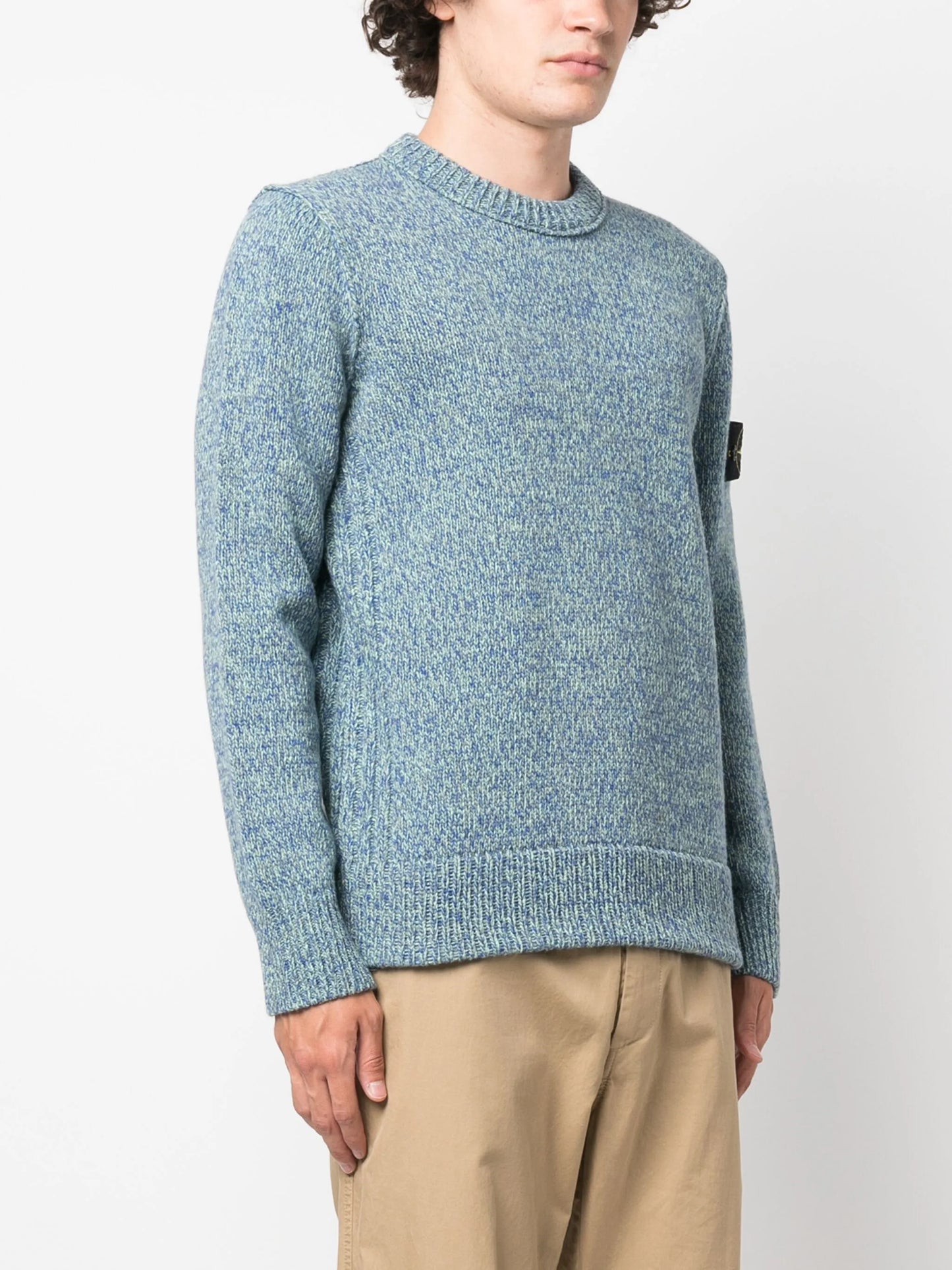 Compass-motif marl-knit jumper