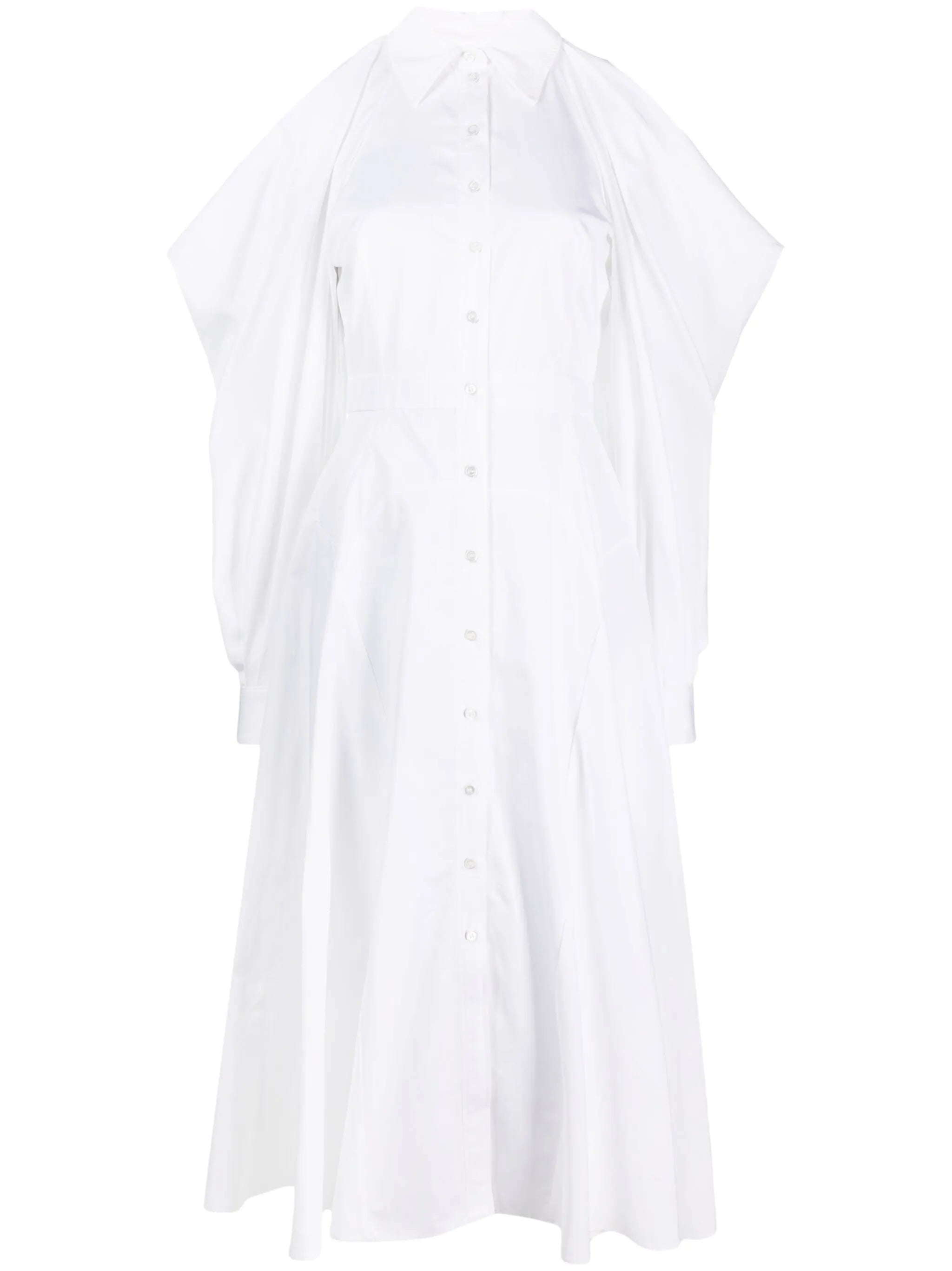 cold-shoulder cotton shirtdress