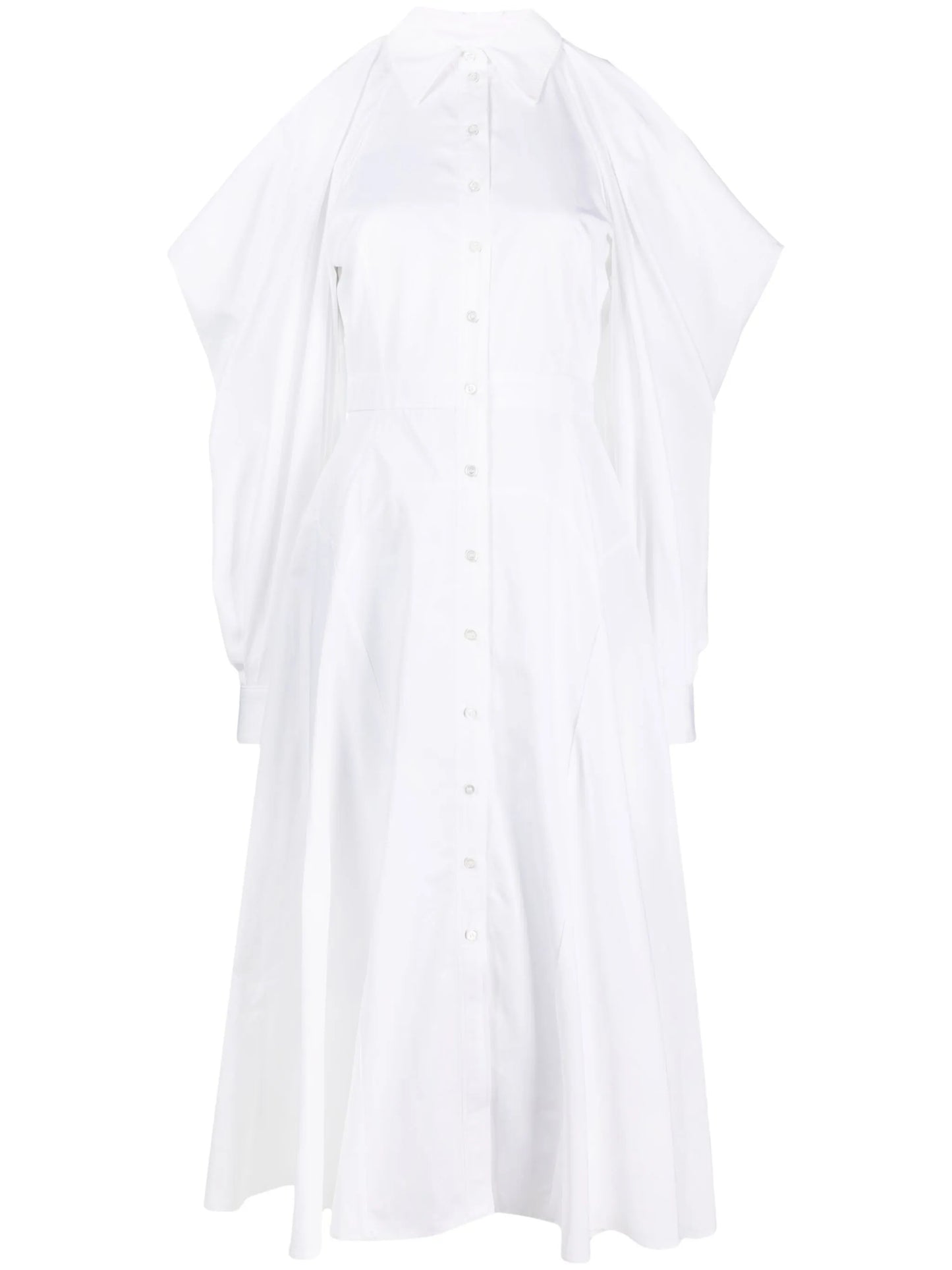 cold-shoulder cotton shirtdress