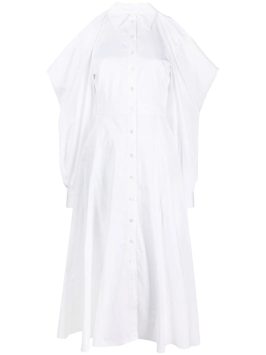 cold-shoulder cotton shirtdress