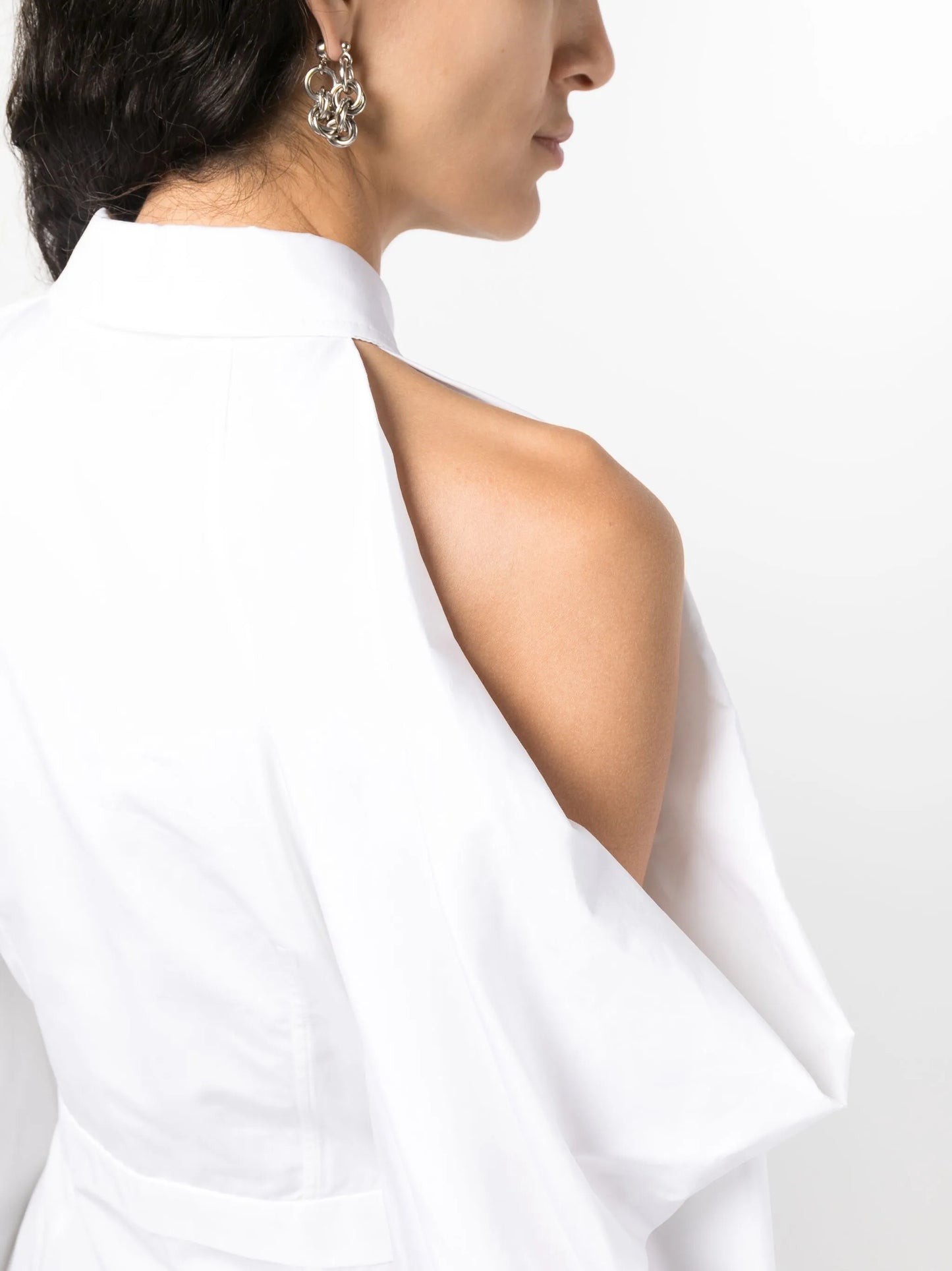 cold-shoulder cotton shirtdress