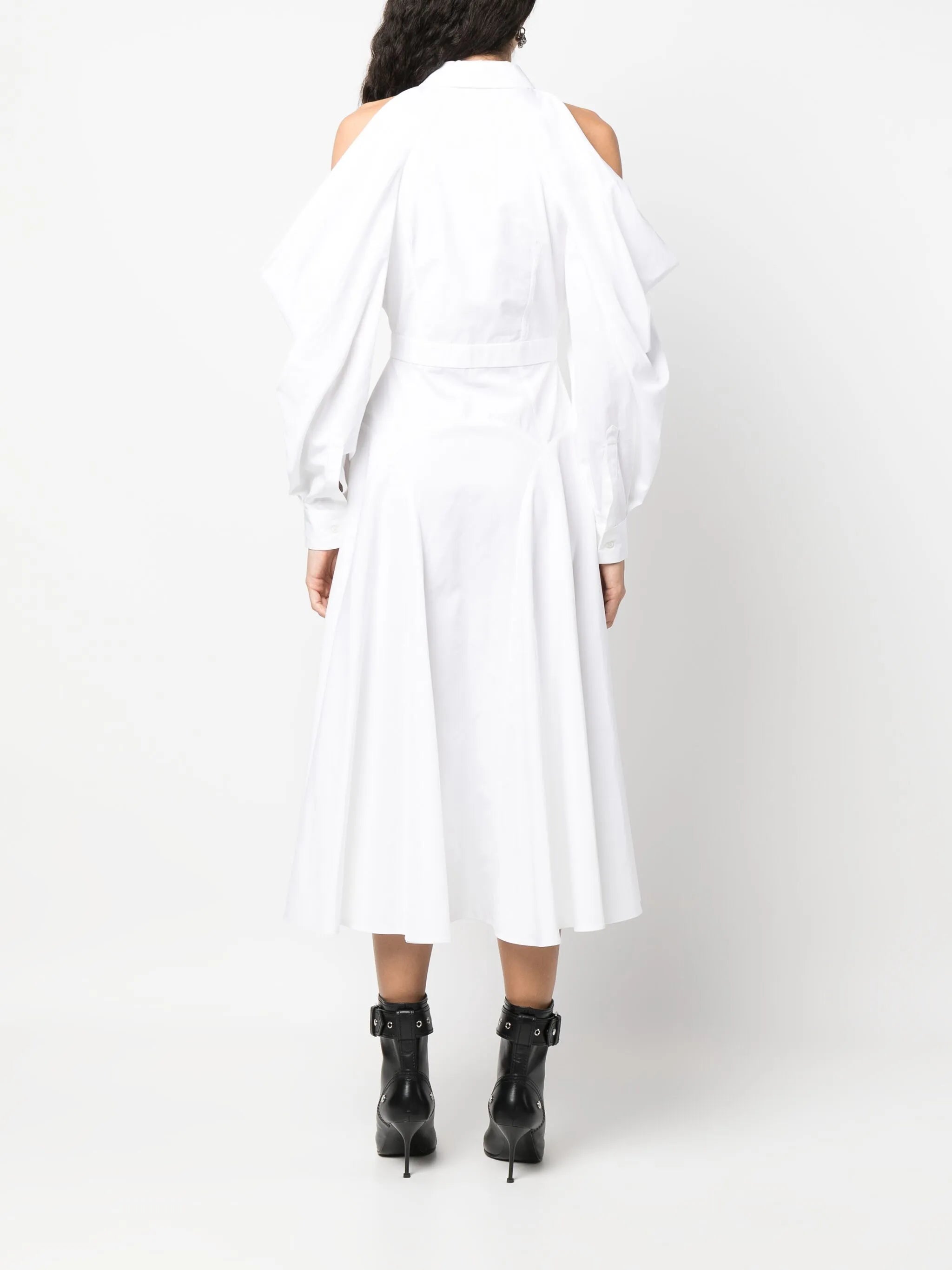 cold-shoulder cotton shirtdress
