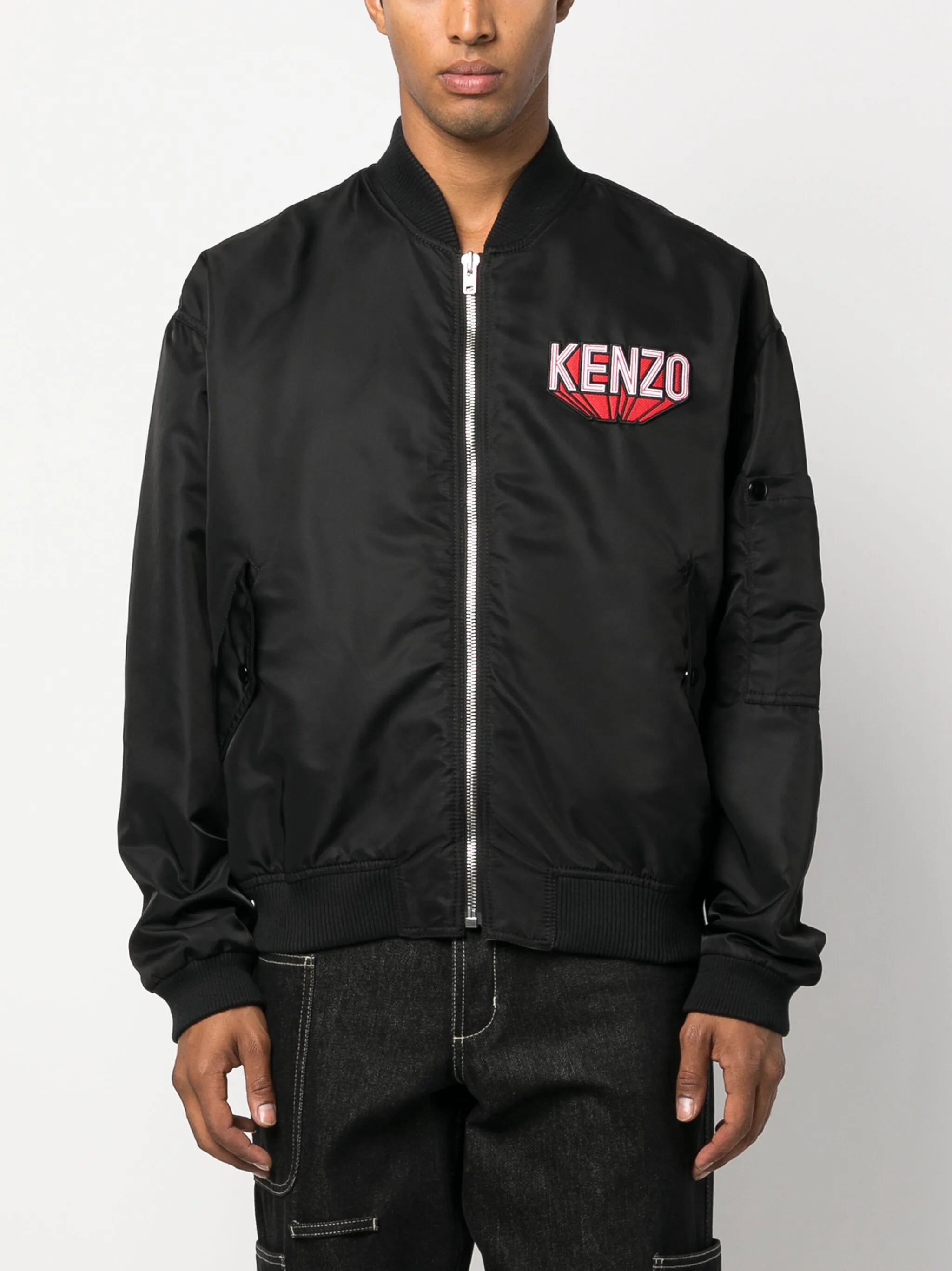 logo-patch cotton bomber jacket
