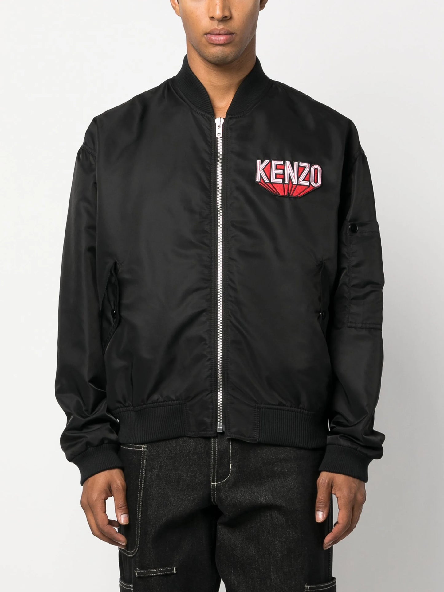 logo-patch cotton bomber jacket