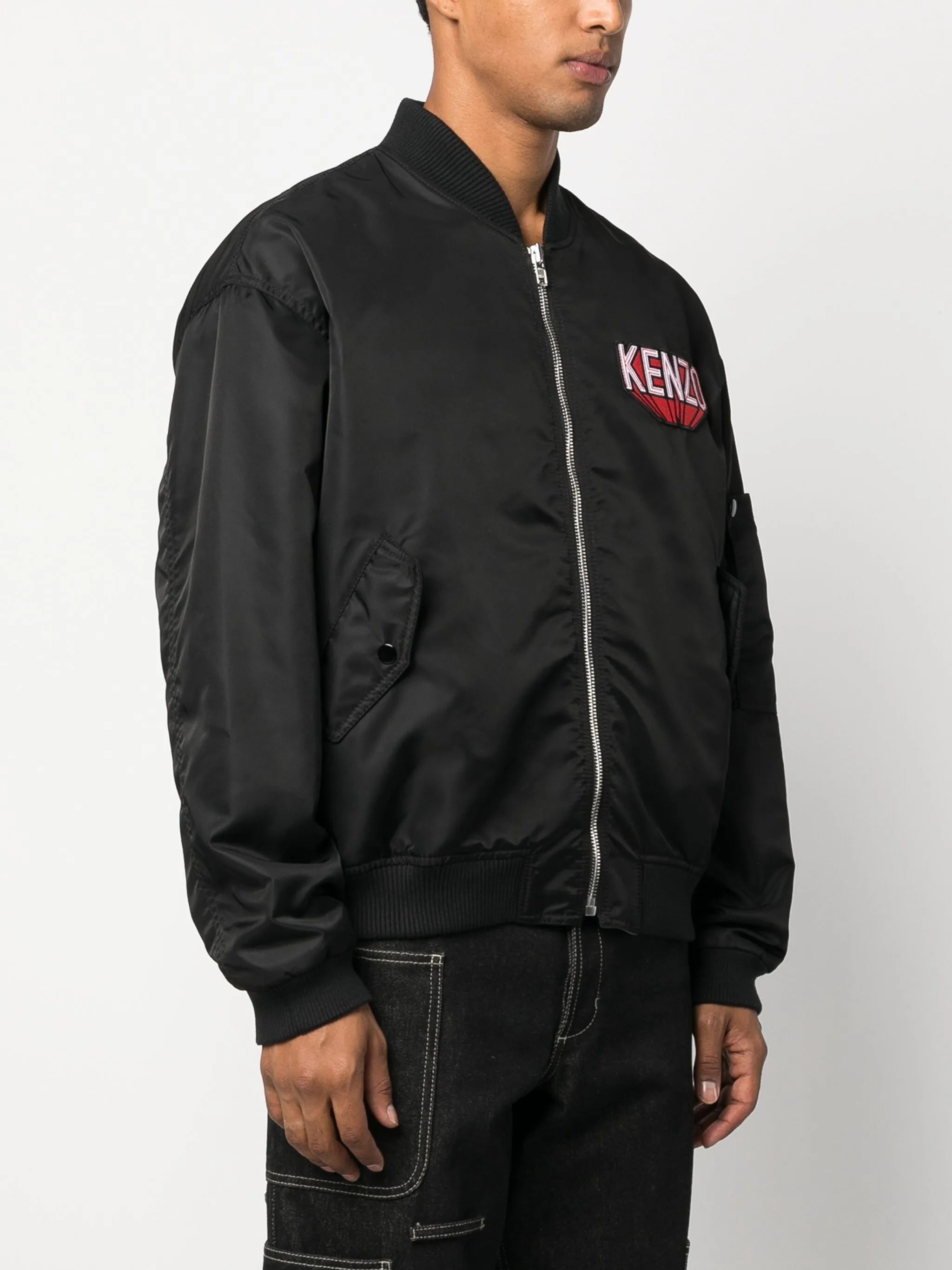 logo-patch cotton bomber jacket