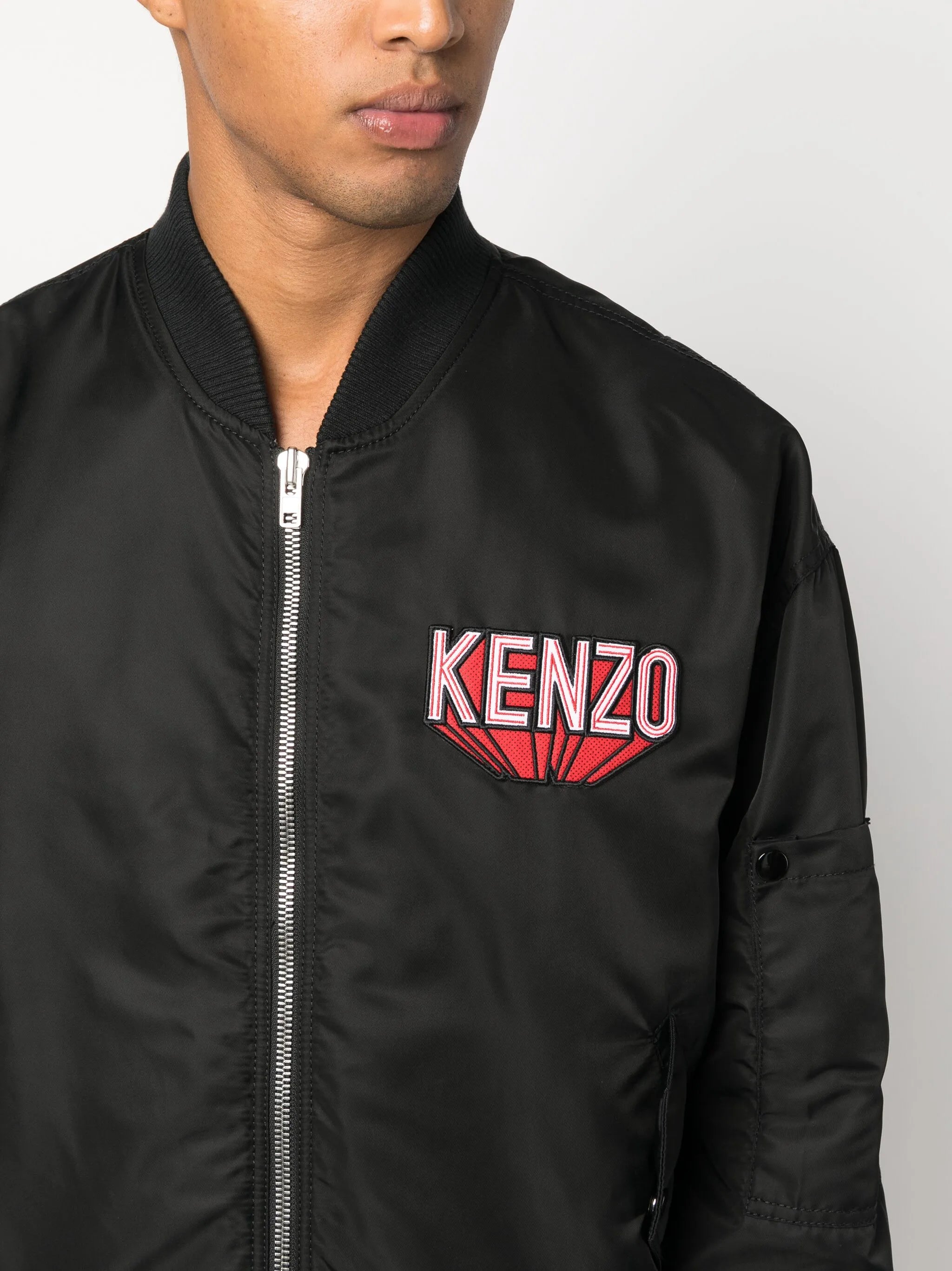 logo-patch cotton bomber jacket