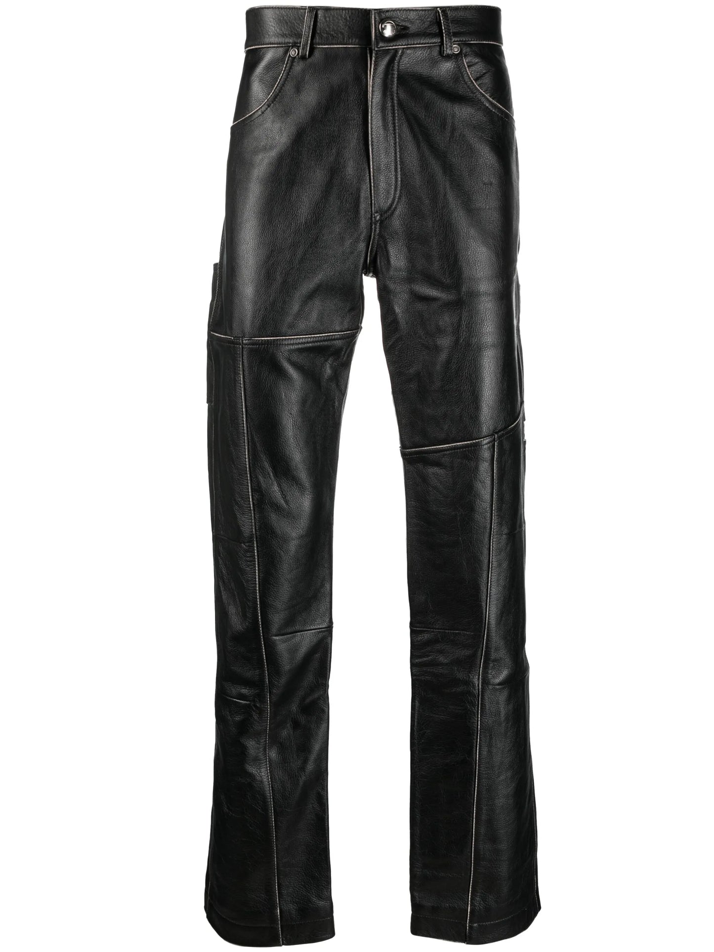 leather straight-leg trousers