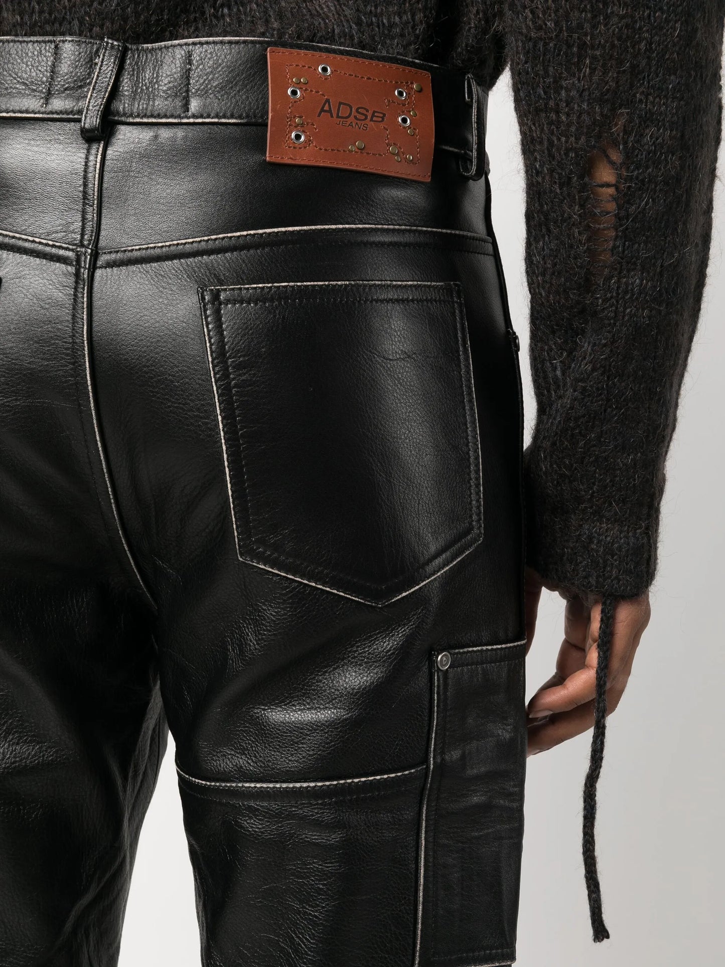 leather straight-leg trousers