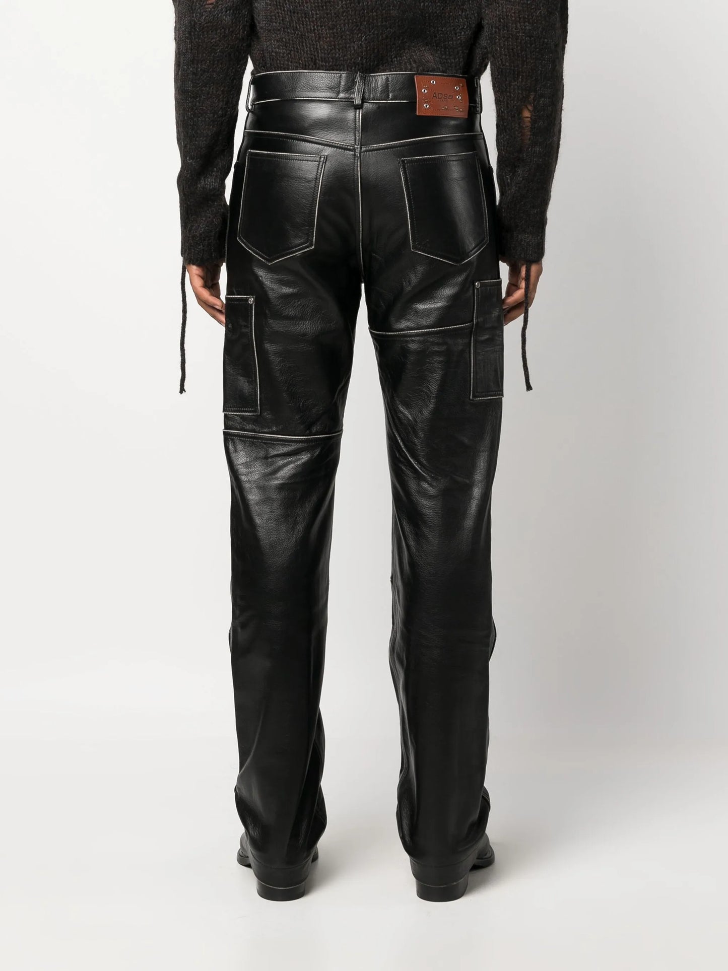 leather straight-leg trousers