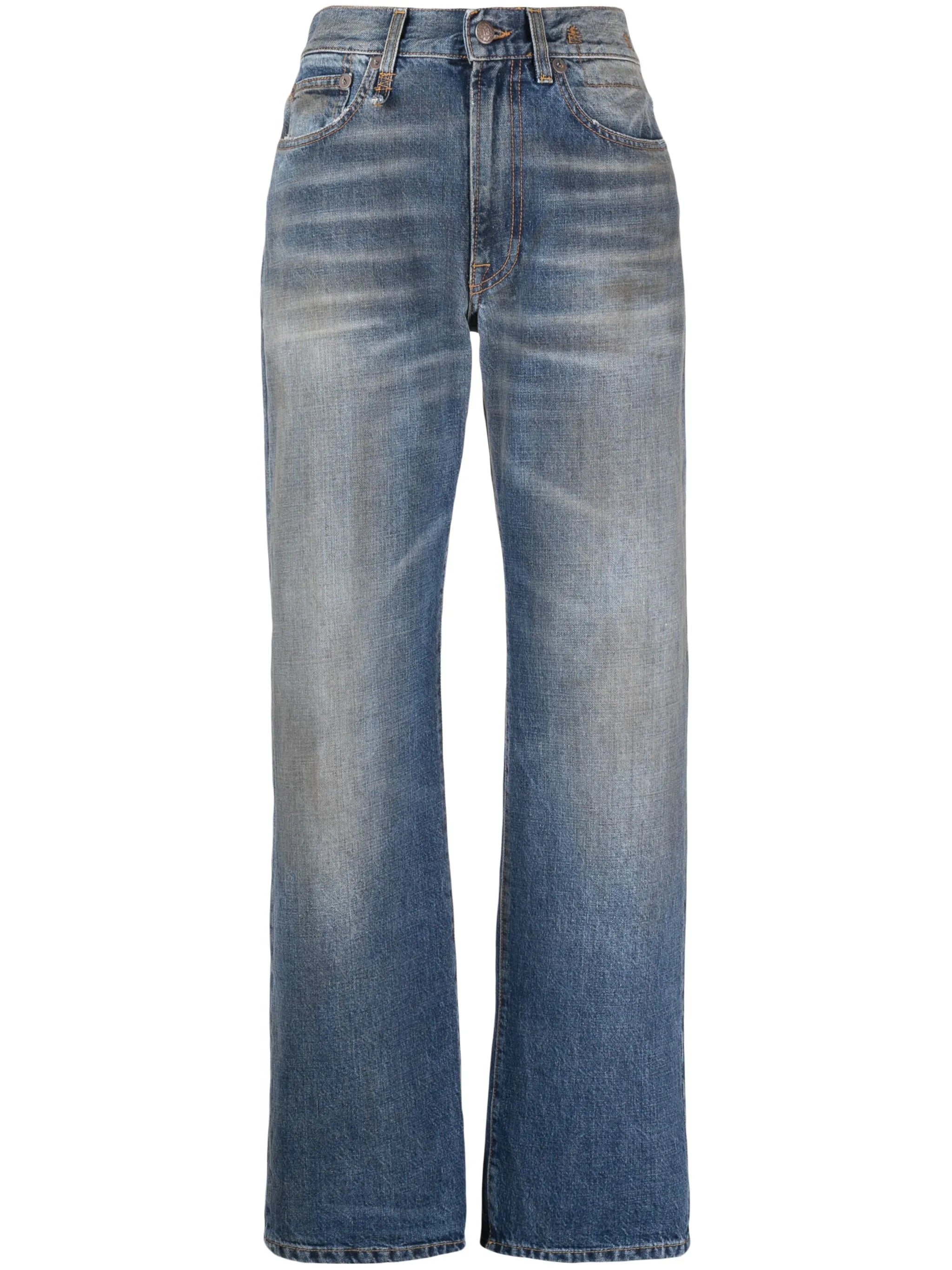 mid-rise straight-leg jeans