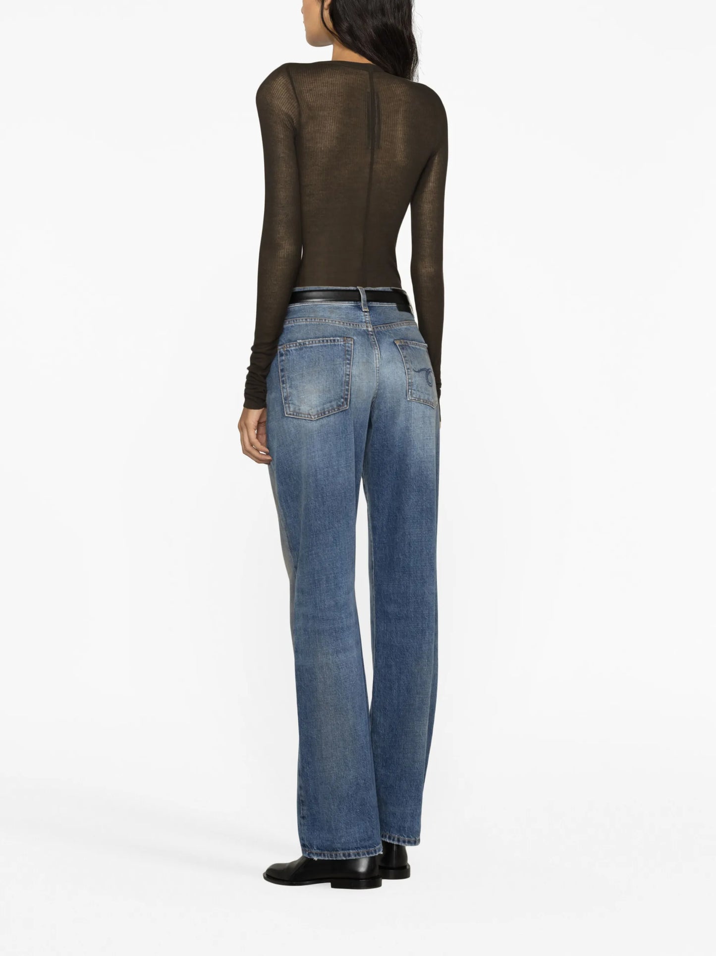 mid-rise straight-leg jeans