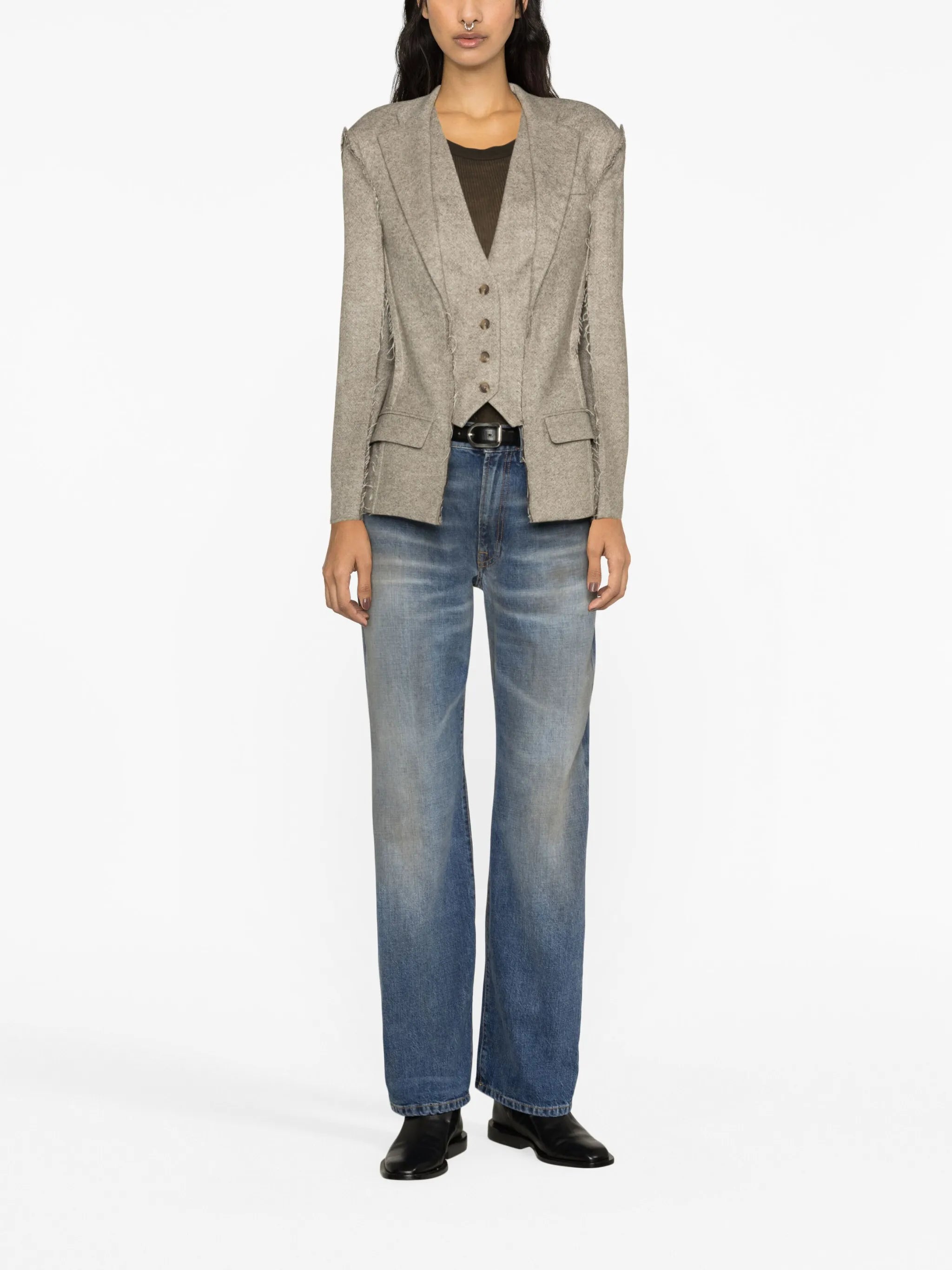 mid-rise straight-leg jeans
