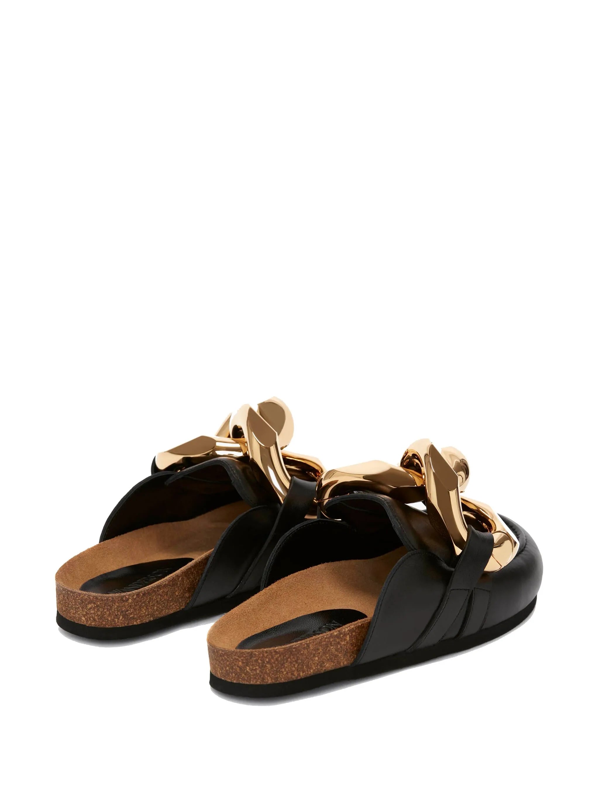 chain-link leather mules