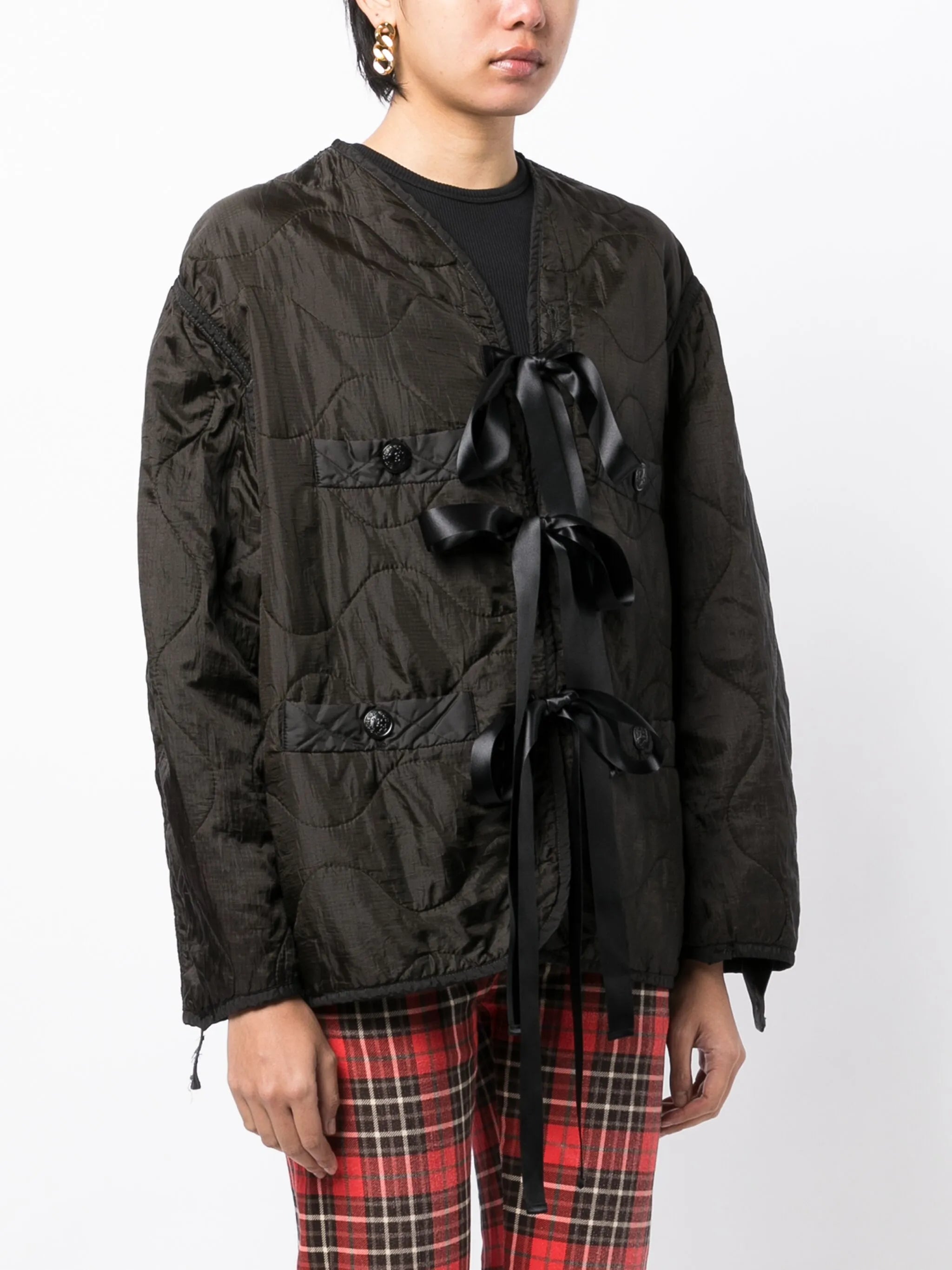 pussy-bow ripstop bomber jacket