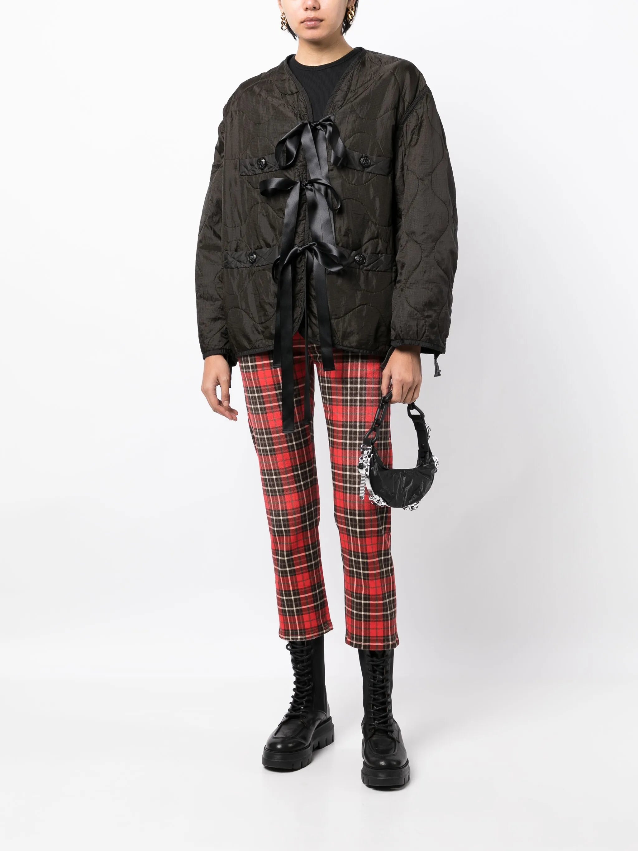 pussy-bow ripstop bomber jacket