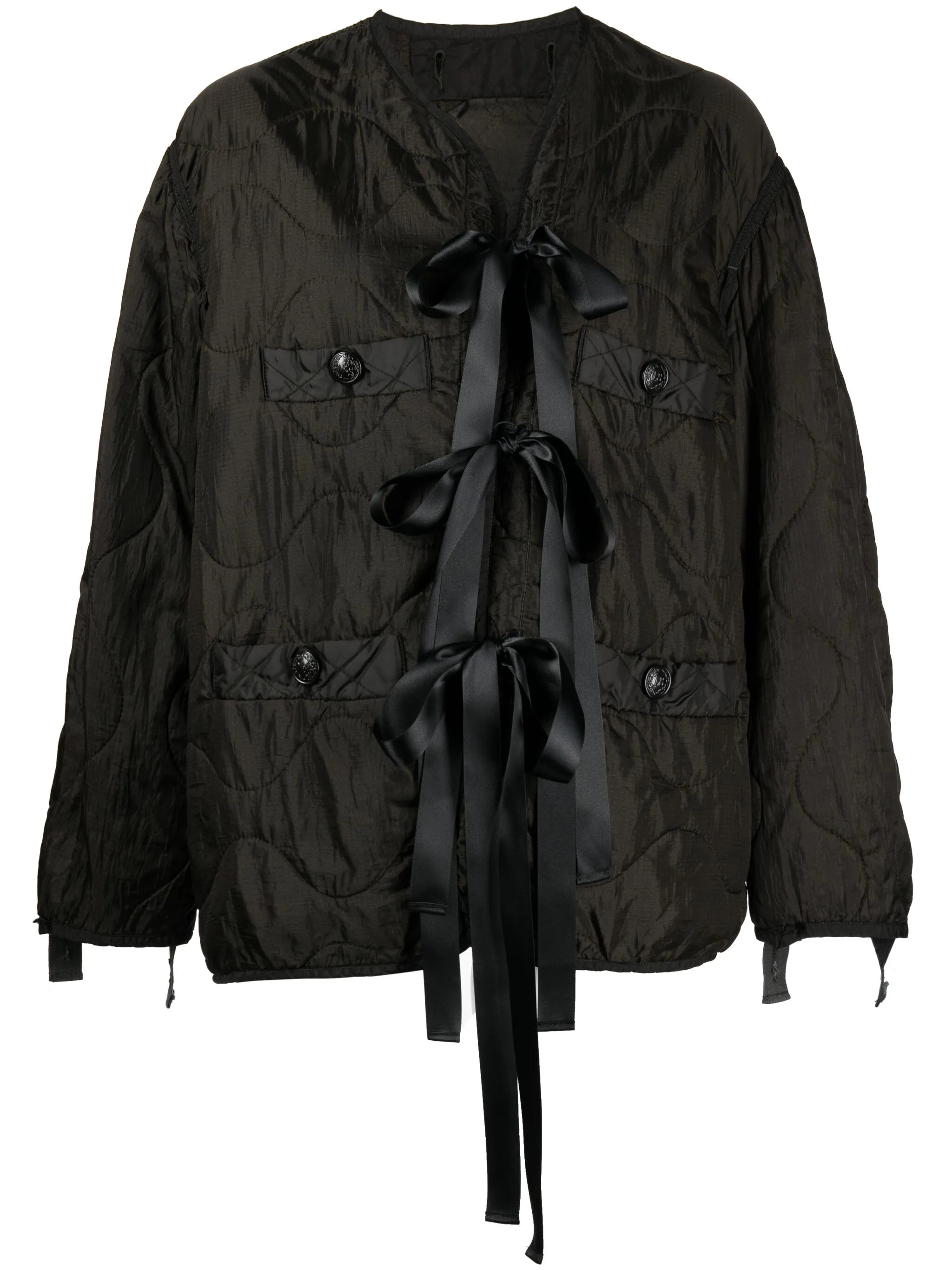 pussy-bow ripstop bomber jacket