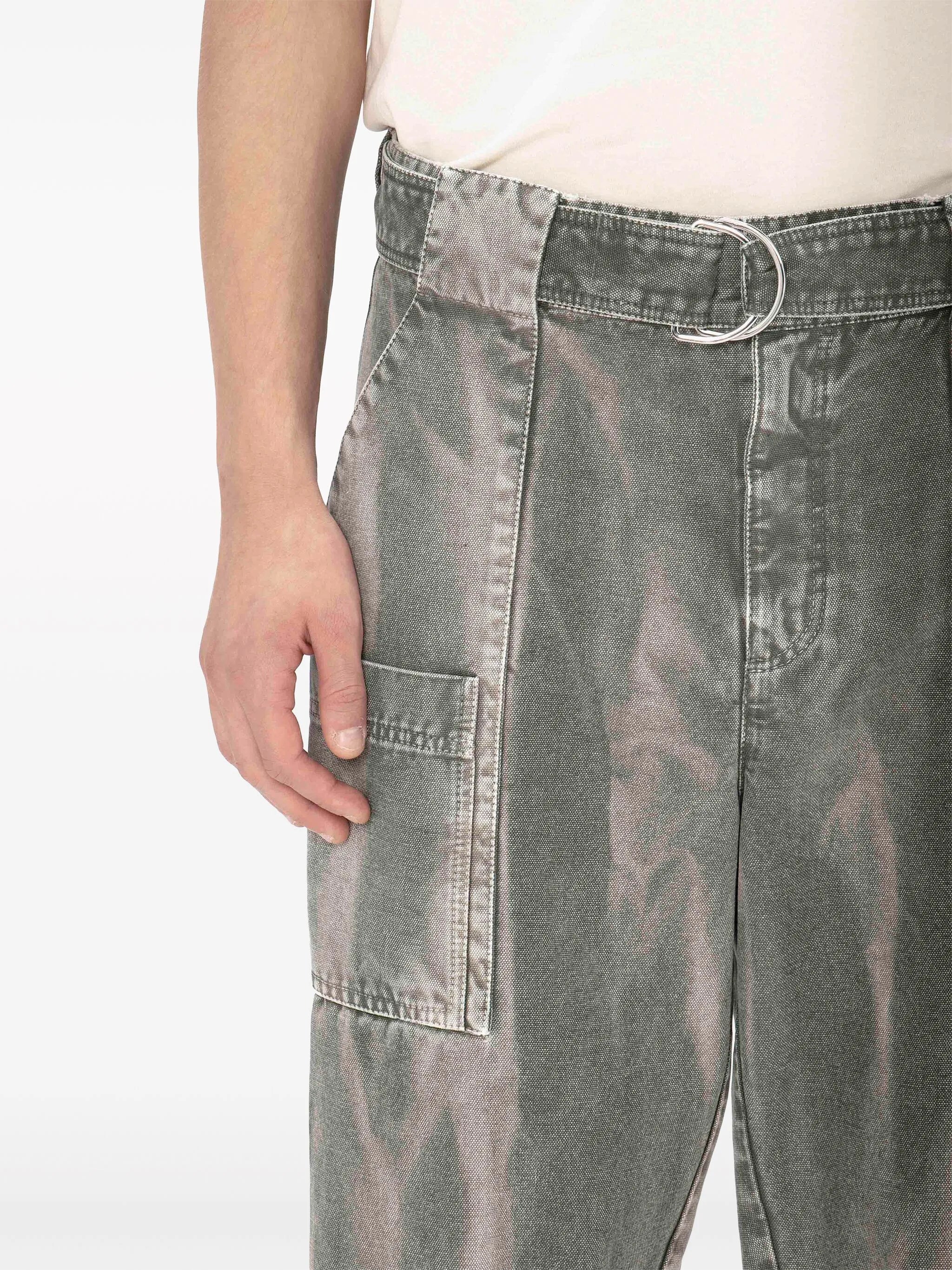 wide-leg belted cargo trousers
