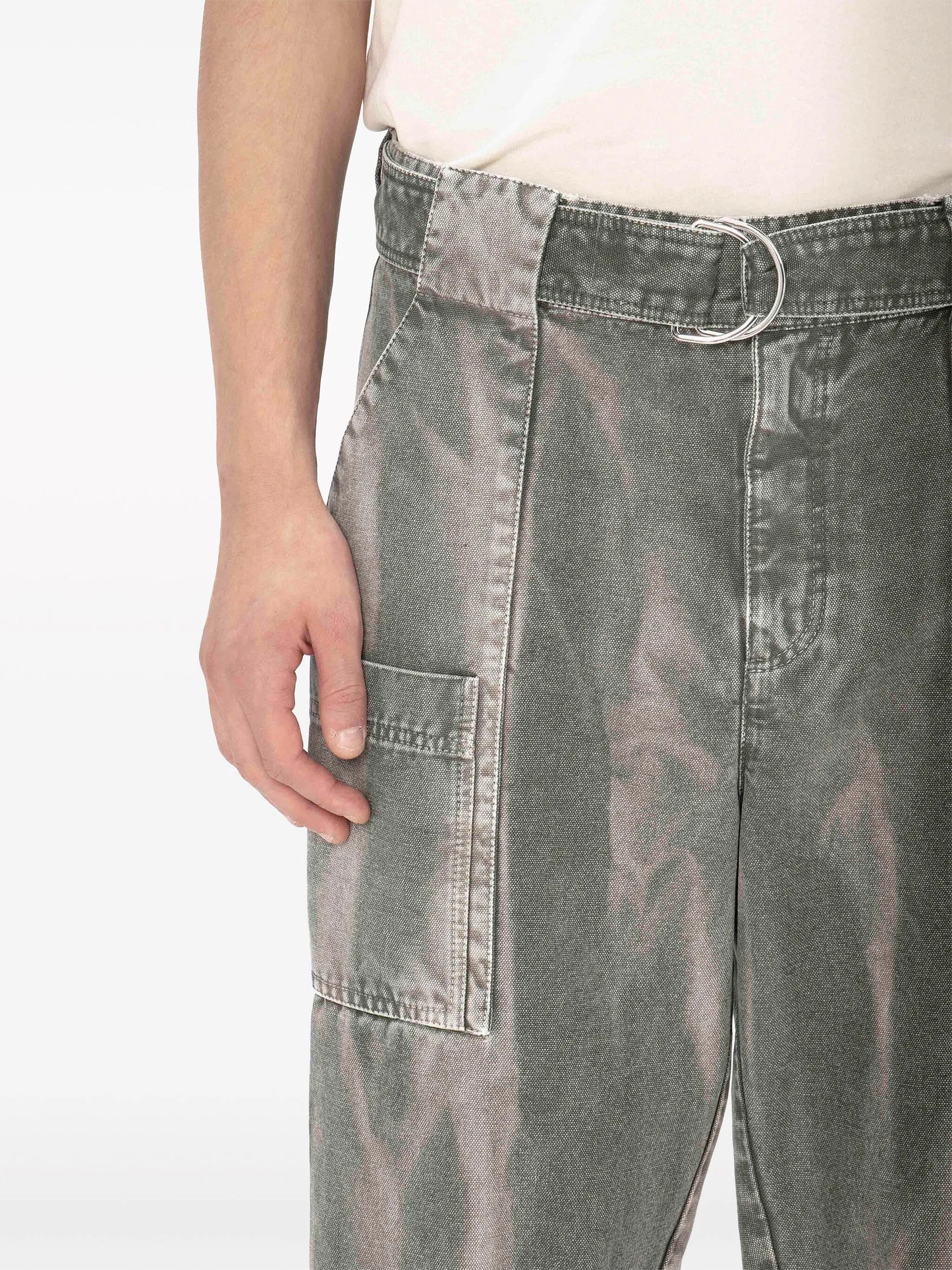 wide-leg belted cargo trousers
