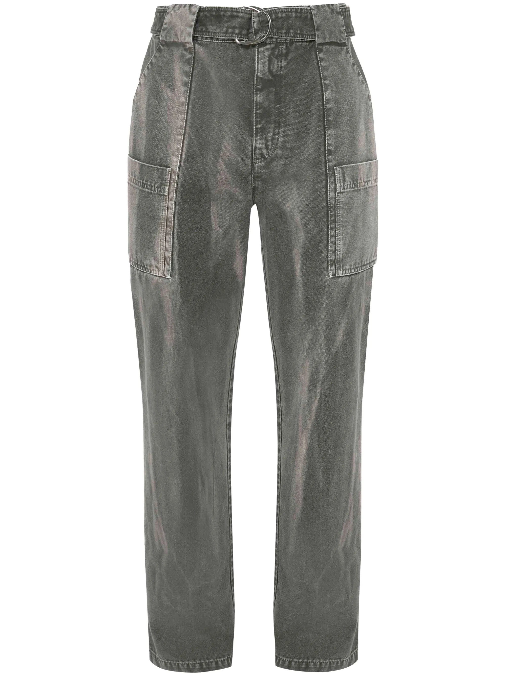 wide-leg belted cargo trousers