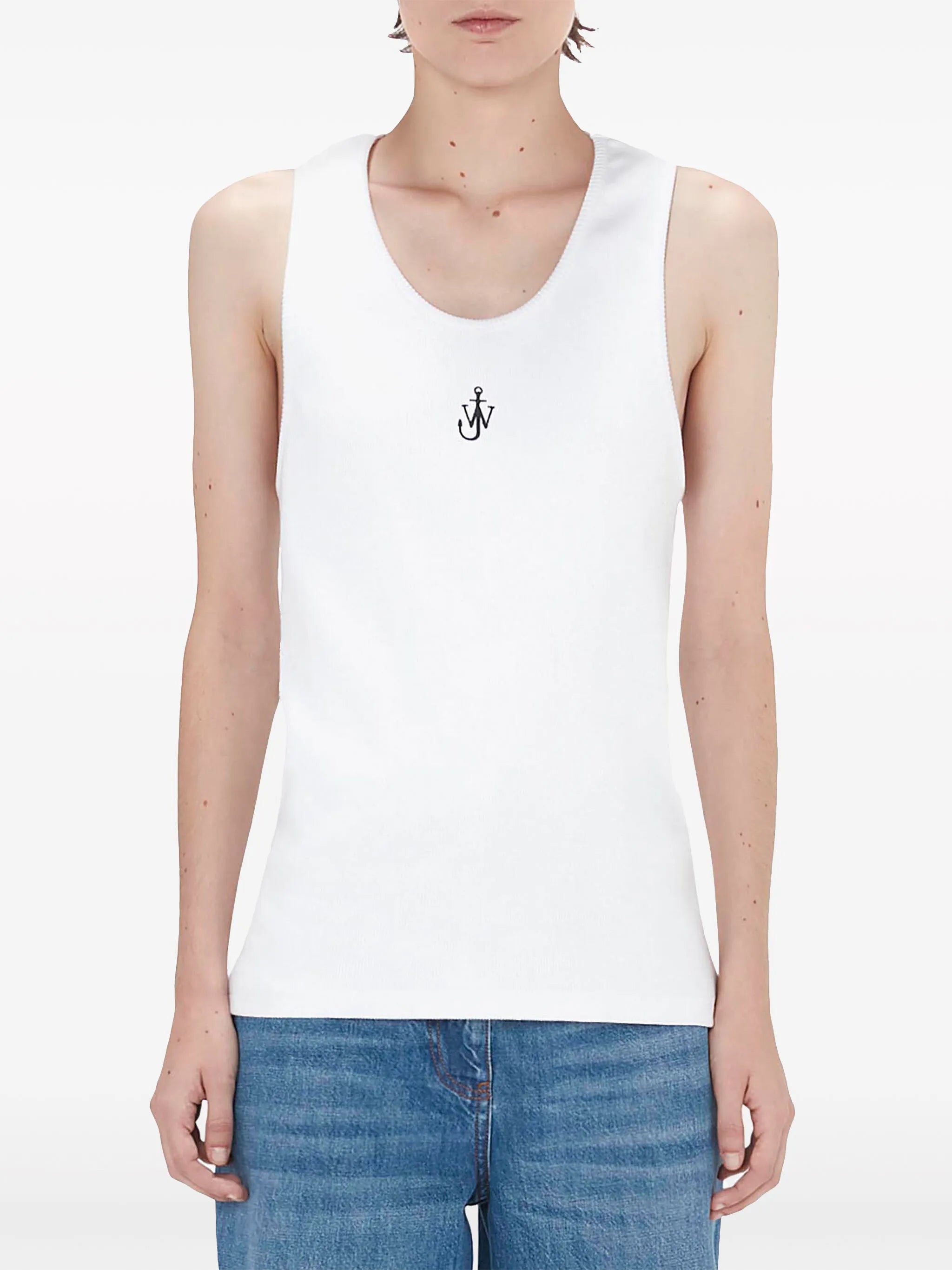 logo-embroidered cotton tank top