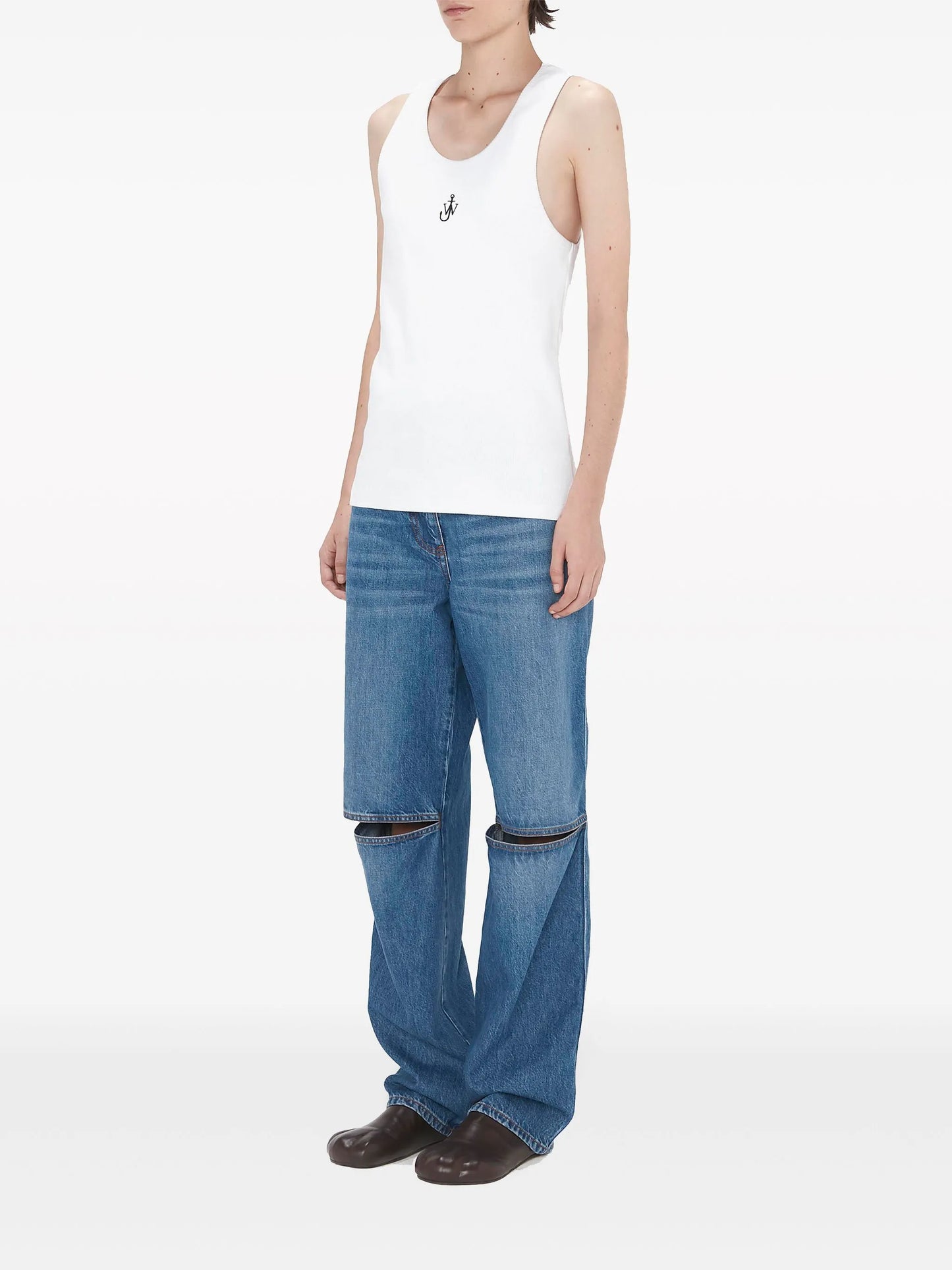 logo-embroidered cotton tank top
