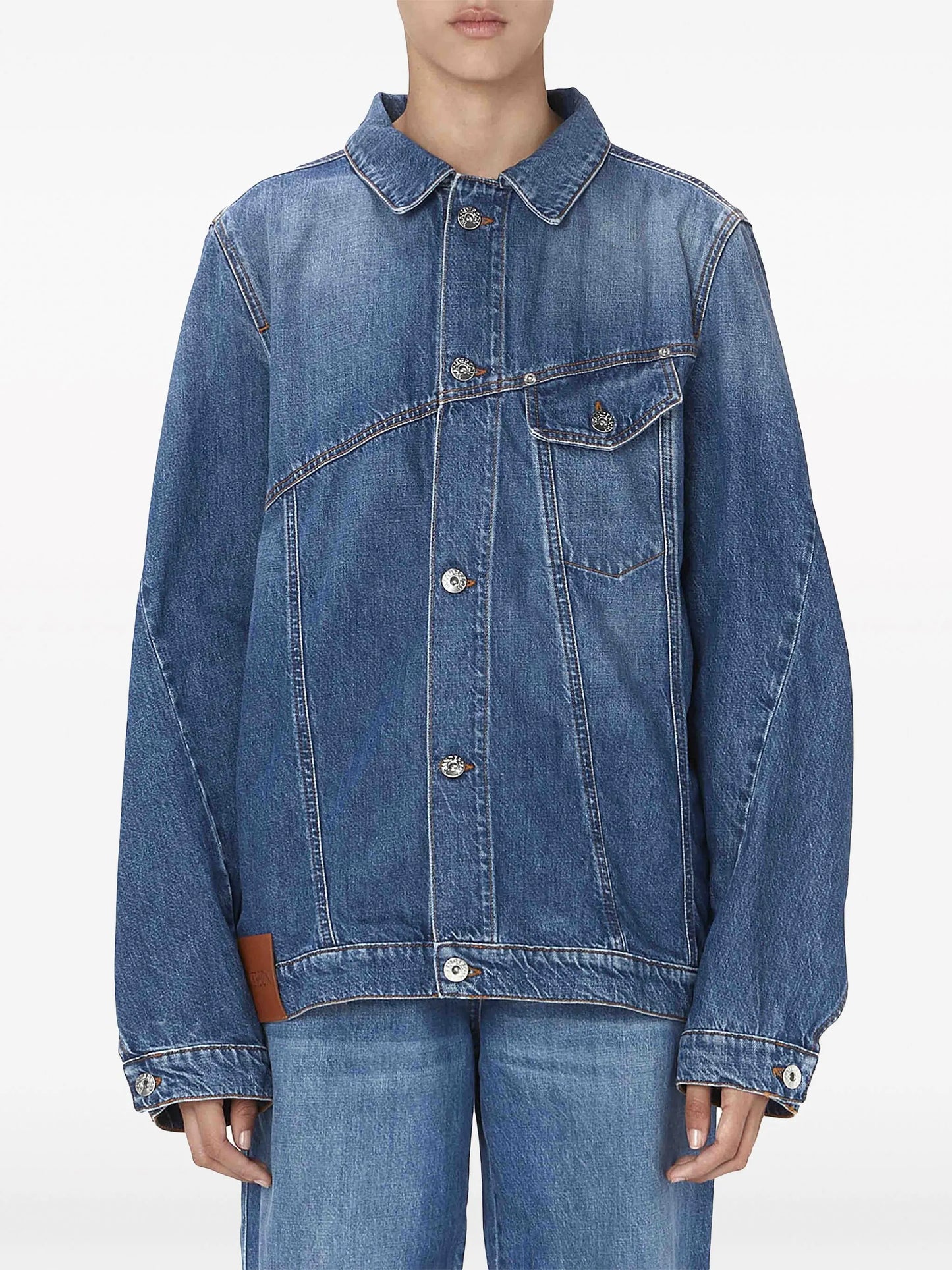 anchor-logo deconstructed denim jacket