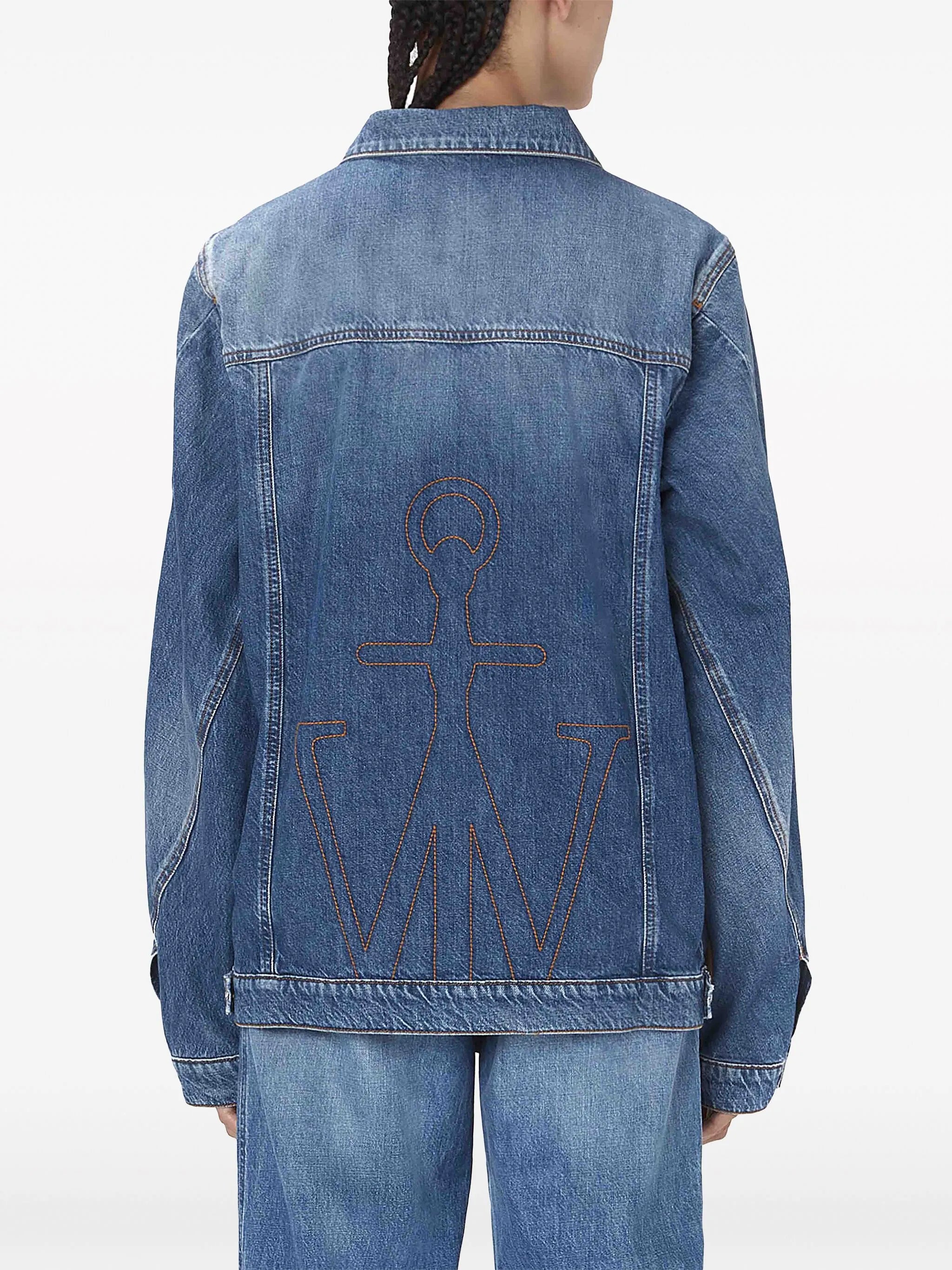 anchor-logo deconstructed denim jacket