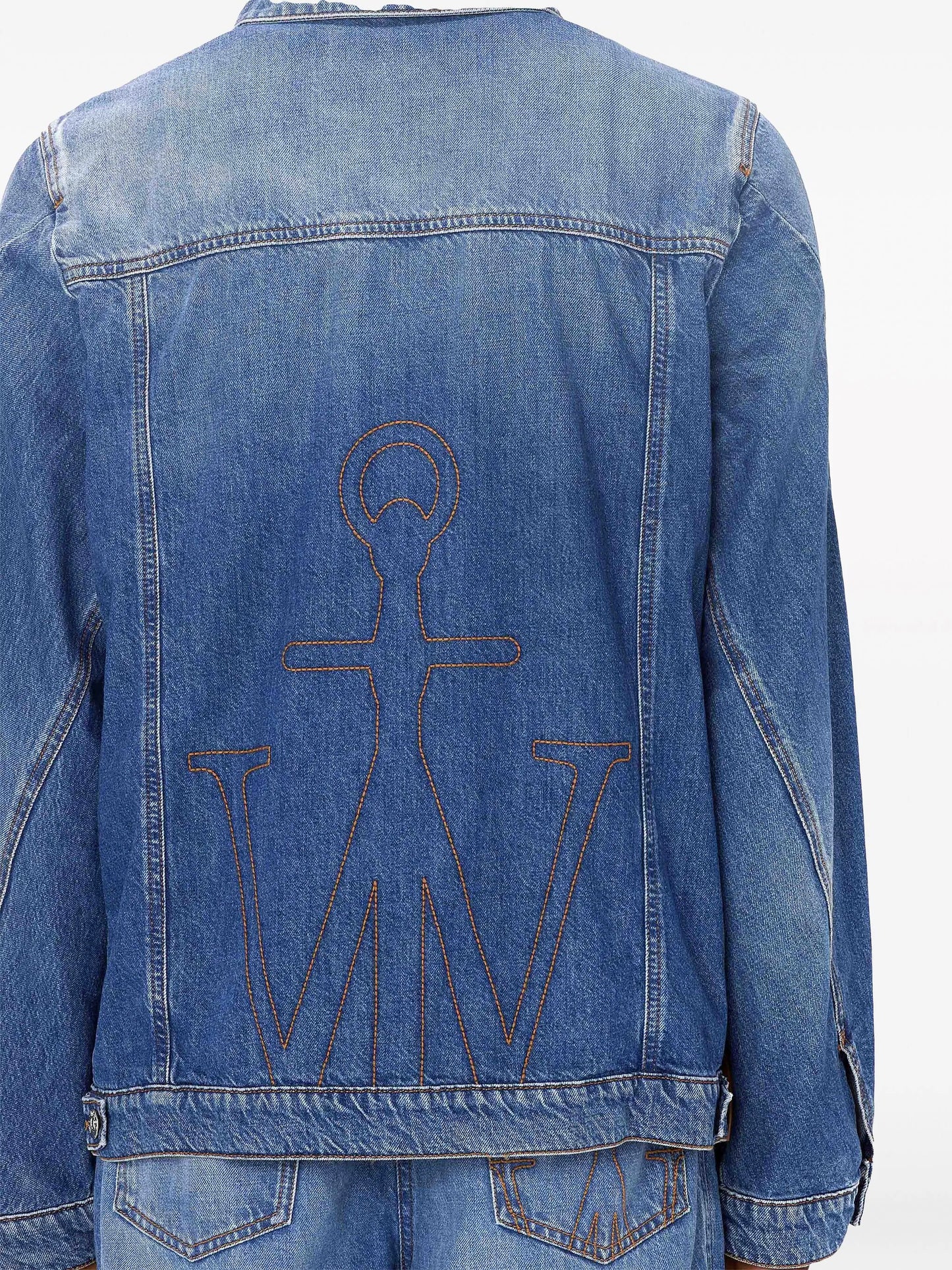 anchor-logo deconstructed denim jacket