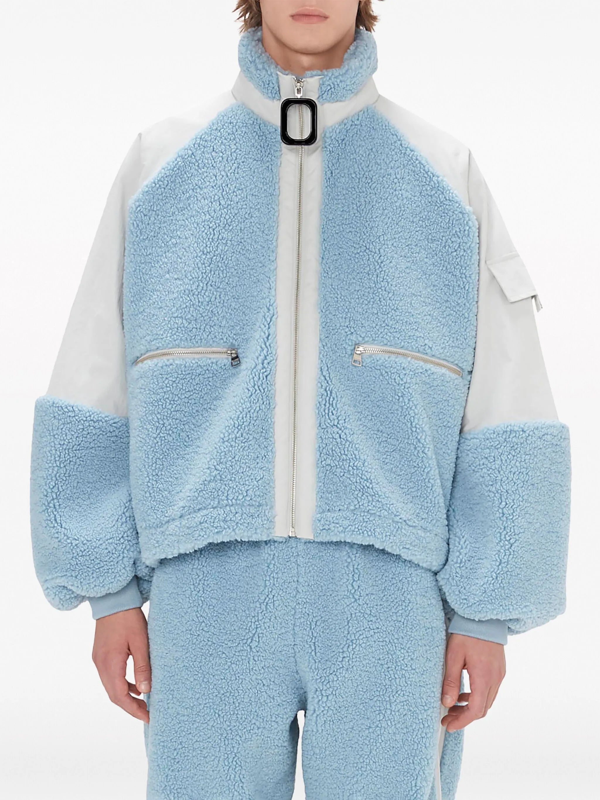 colour-block fleece jacket