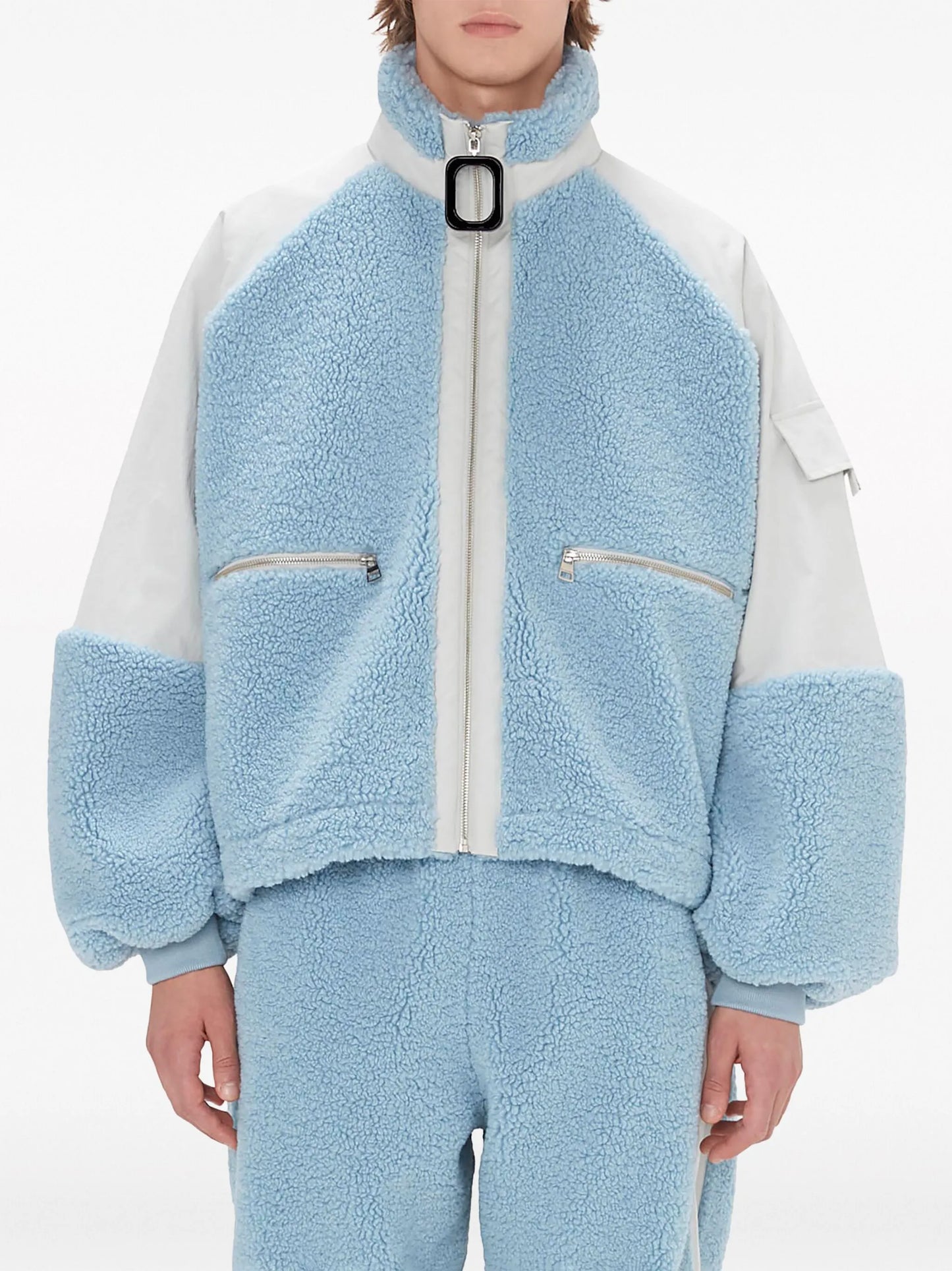 colour-block fleece jacket