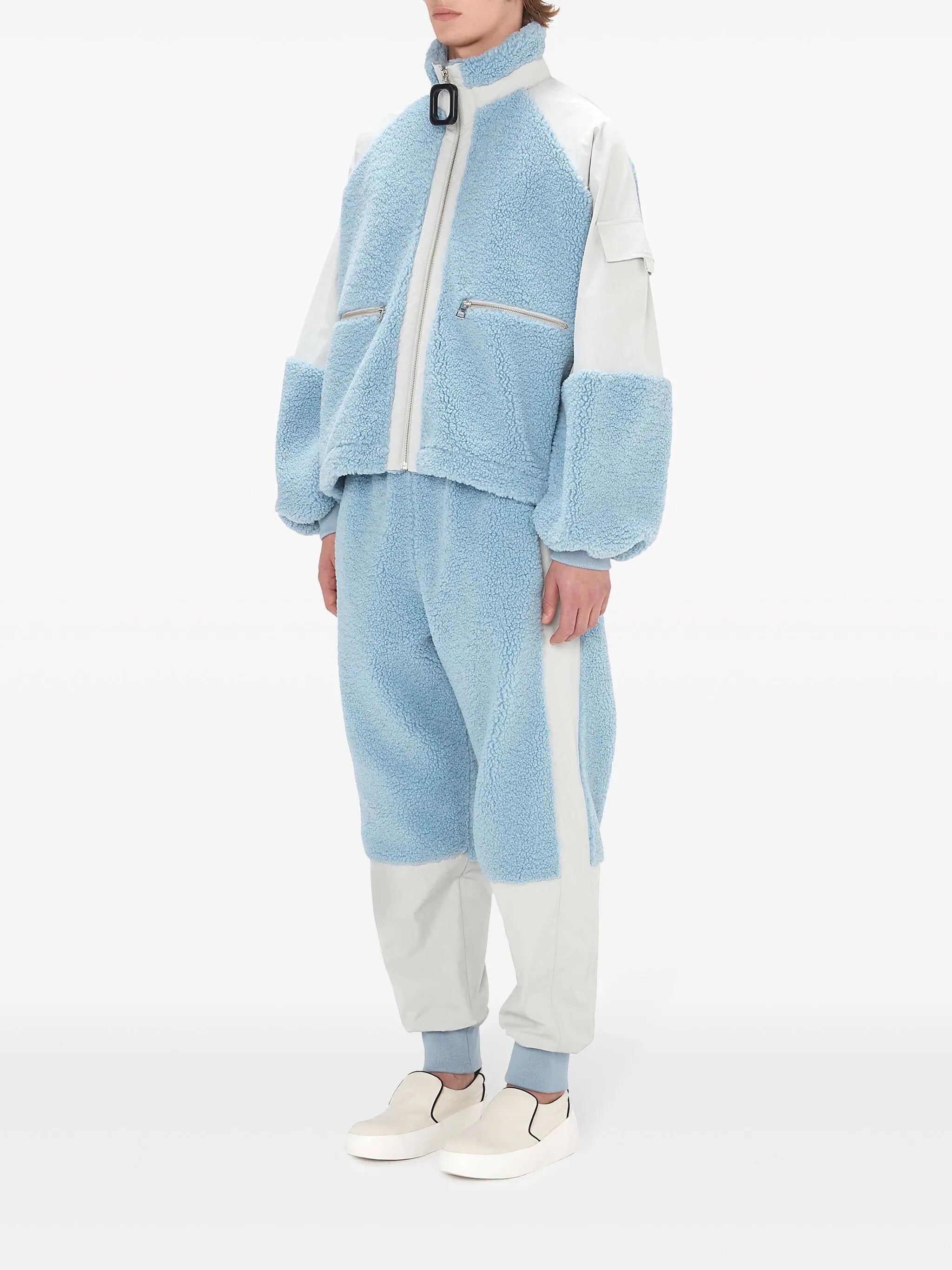 colour-block fleece jacket