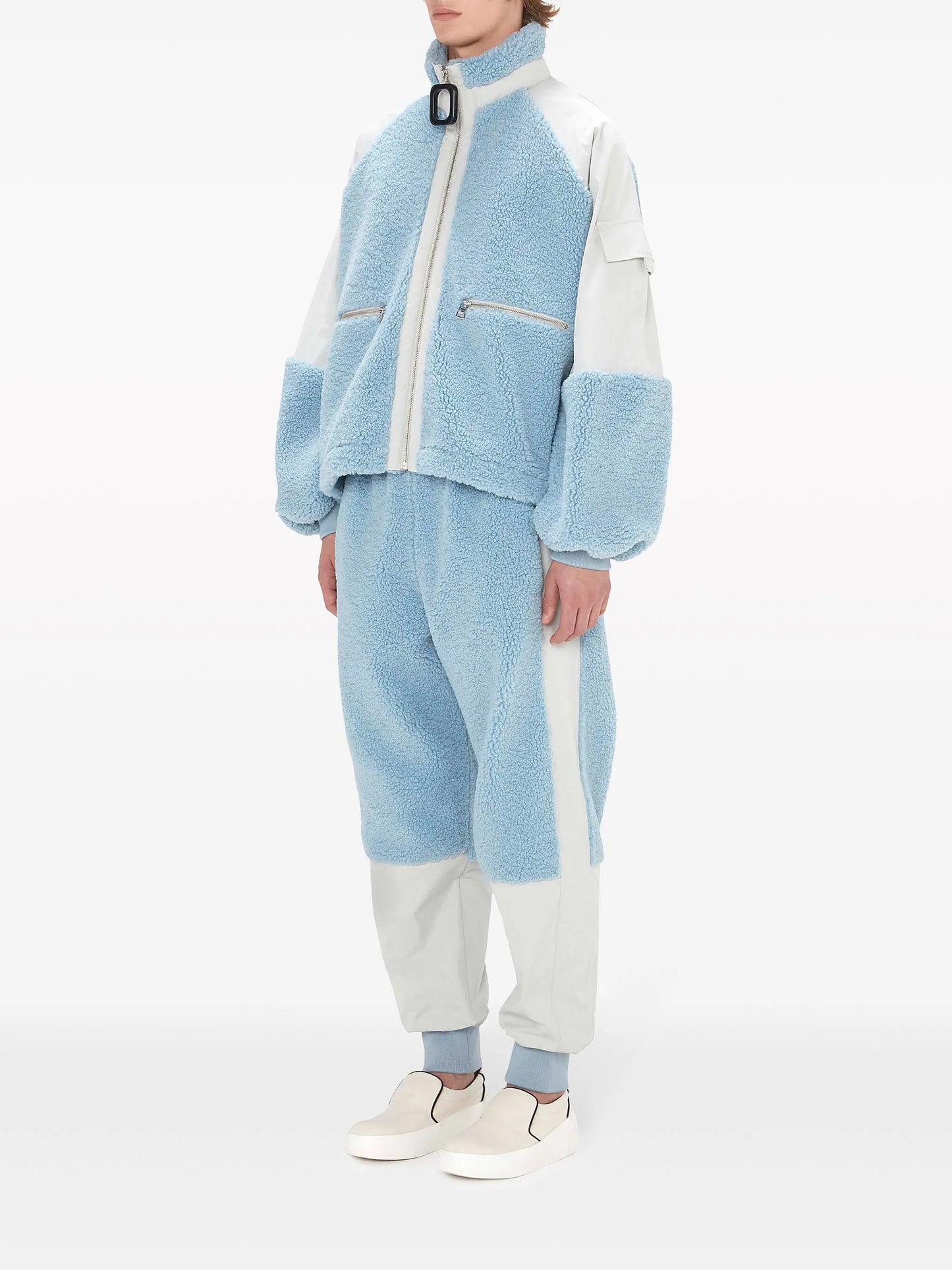 colour-block fleece jacket