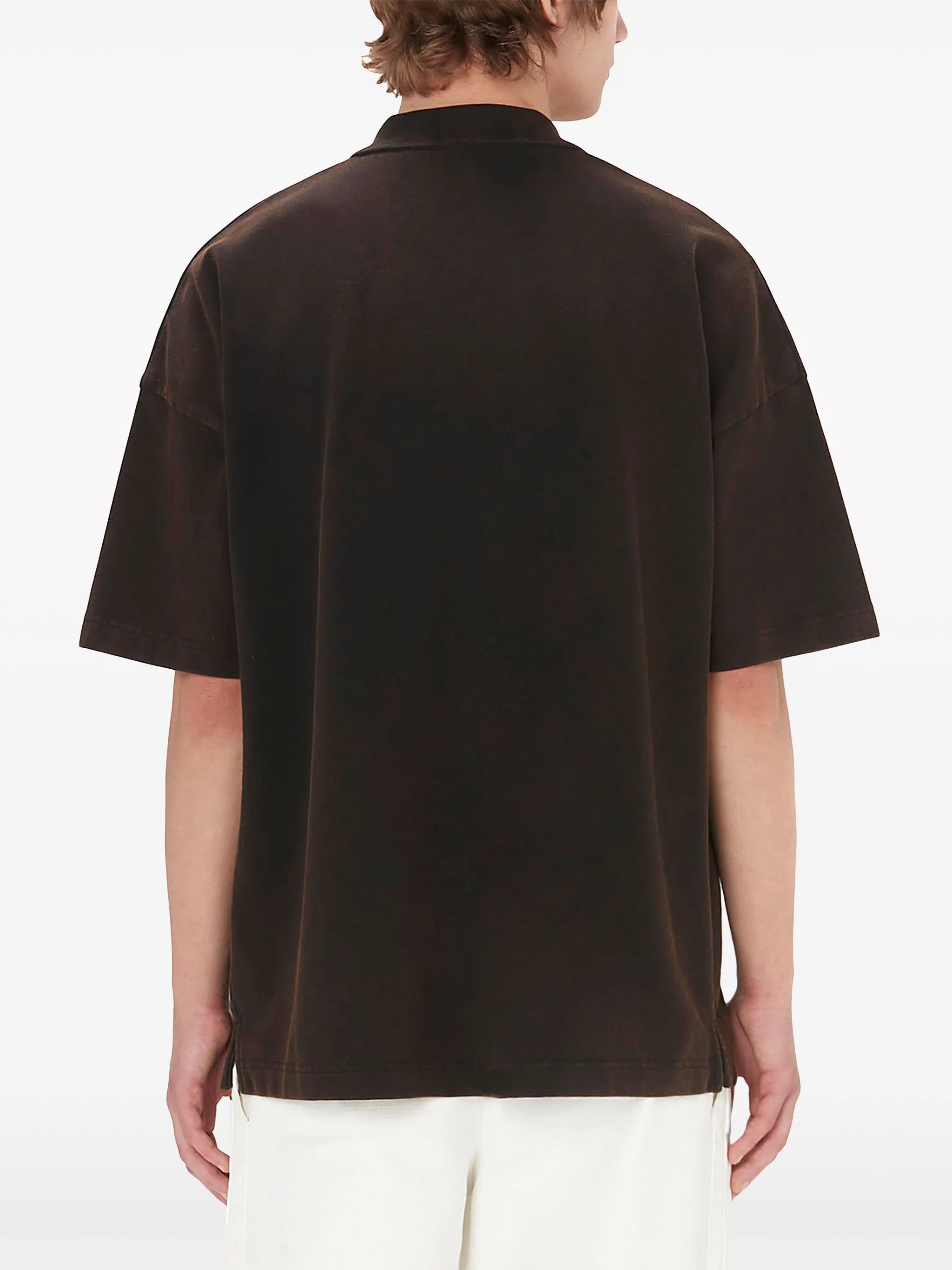 Anchor-embroidered cotton polo shirt
