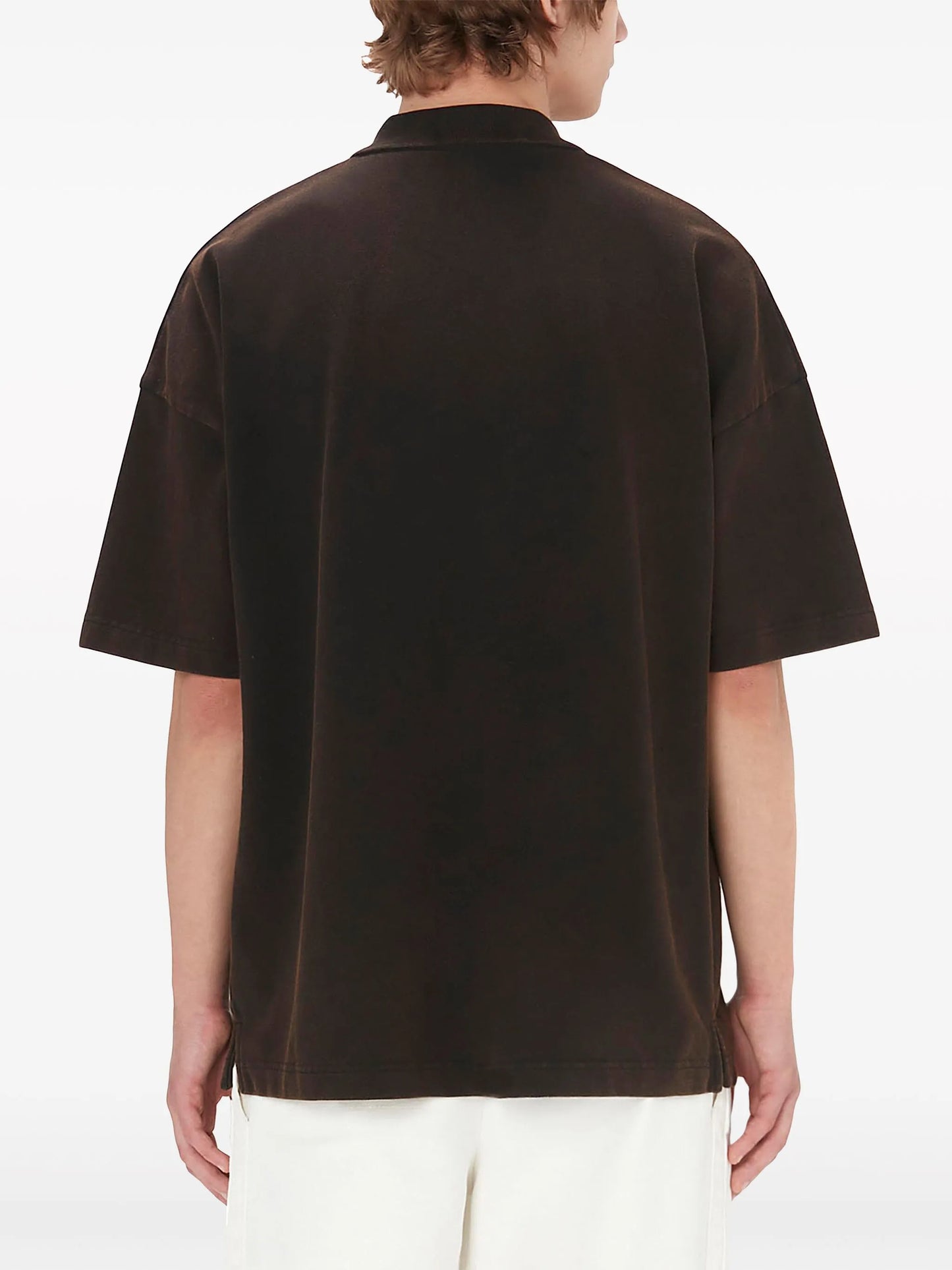 Anchor-embroidered cotton polo shirt