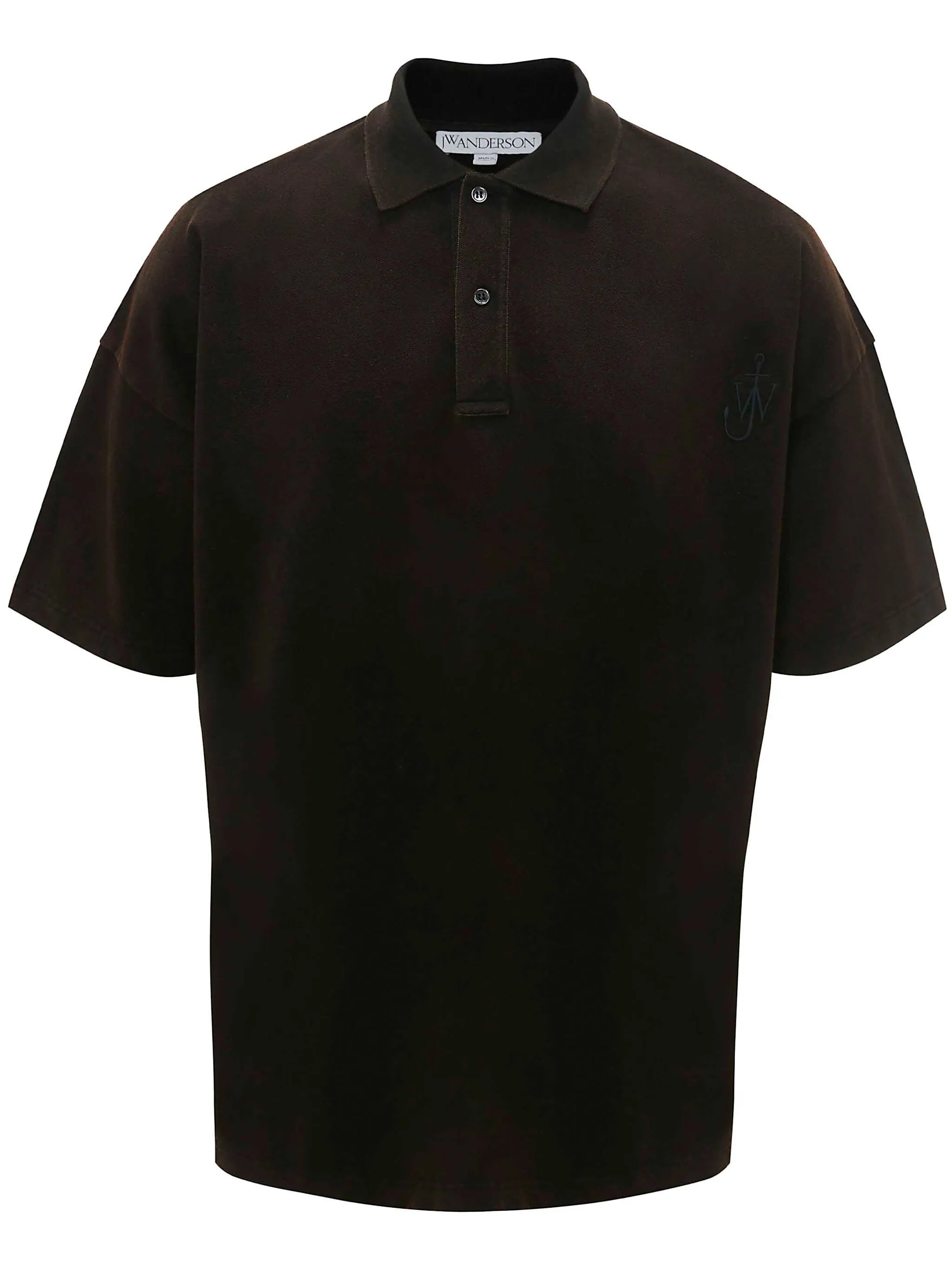Anchor-embroidered cotton polo shirt