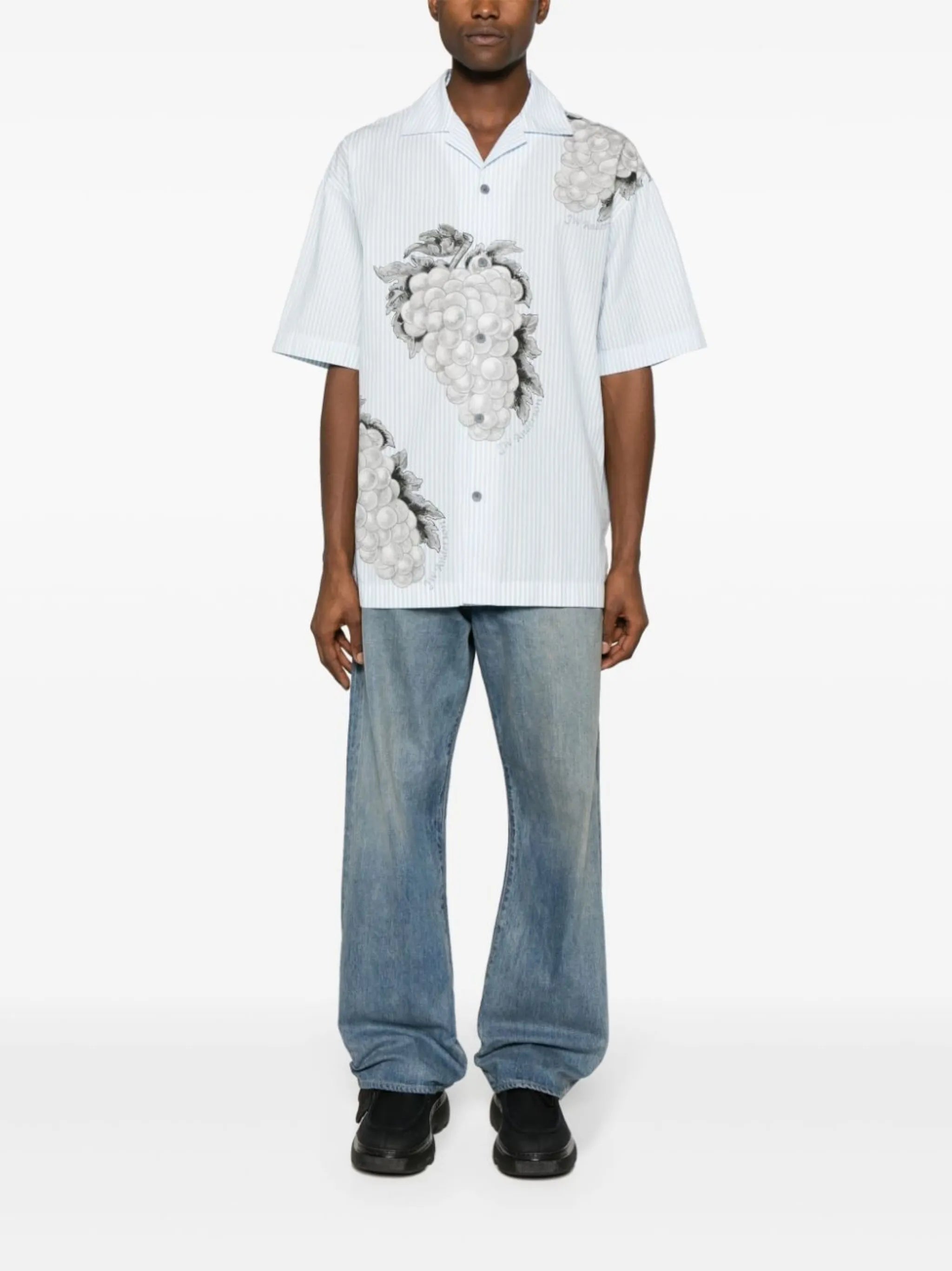 grape-print cotton shirt