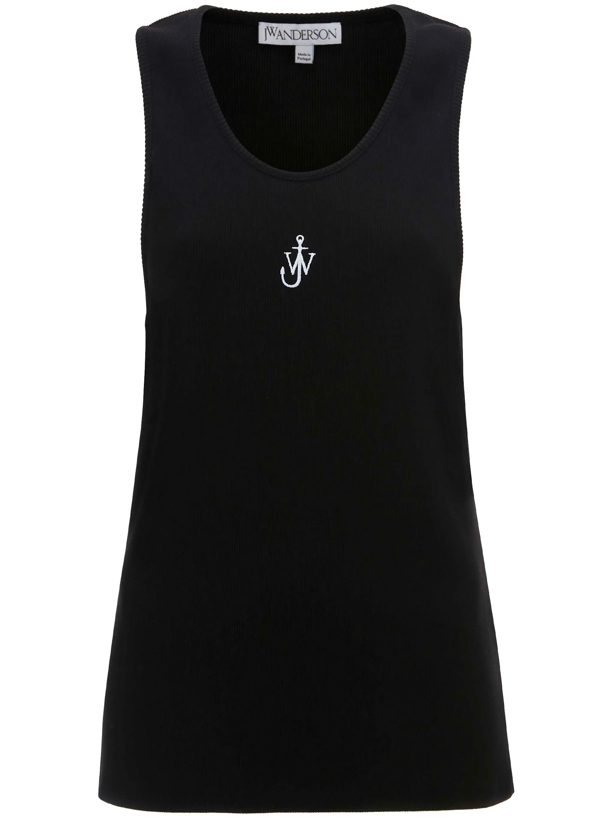 logo-embroidered ribbed-knit top