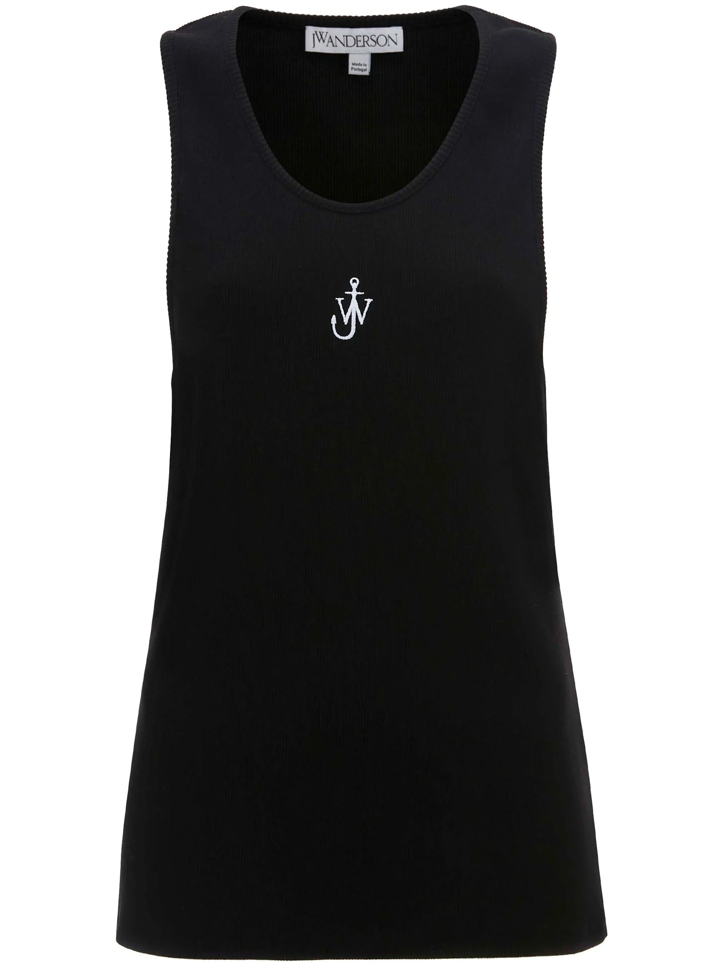 logo-embroidered ribbed-knit top