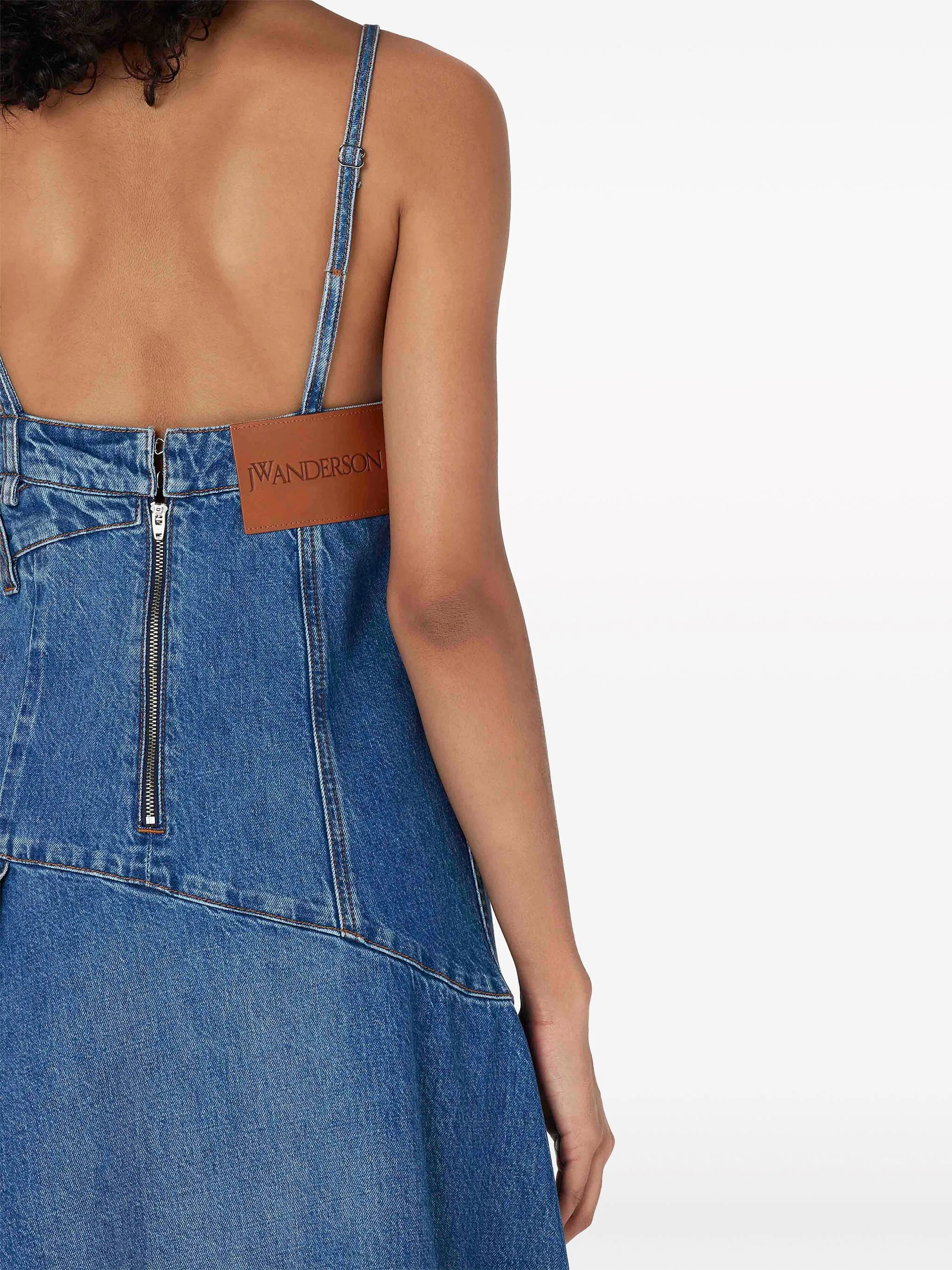 asymmetric cotton denim dress
