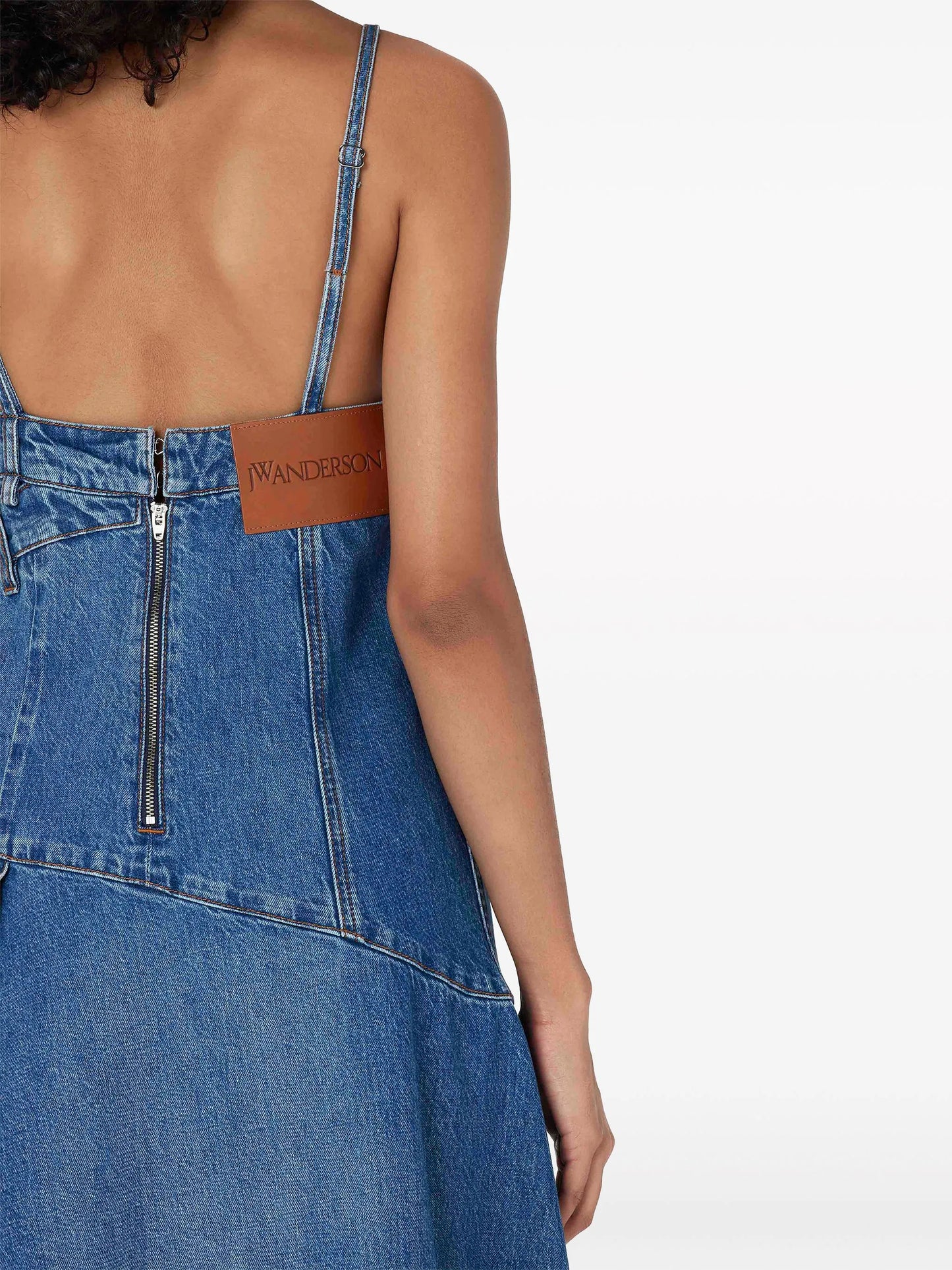 asymmetric cotton denim dress