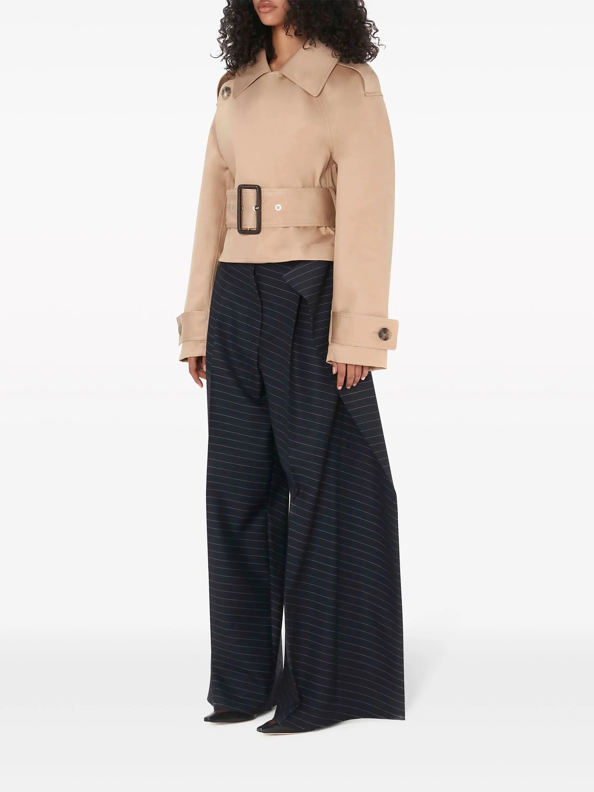 cropped cotton trench jacket
