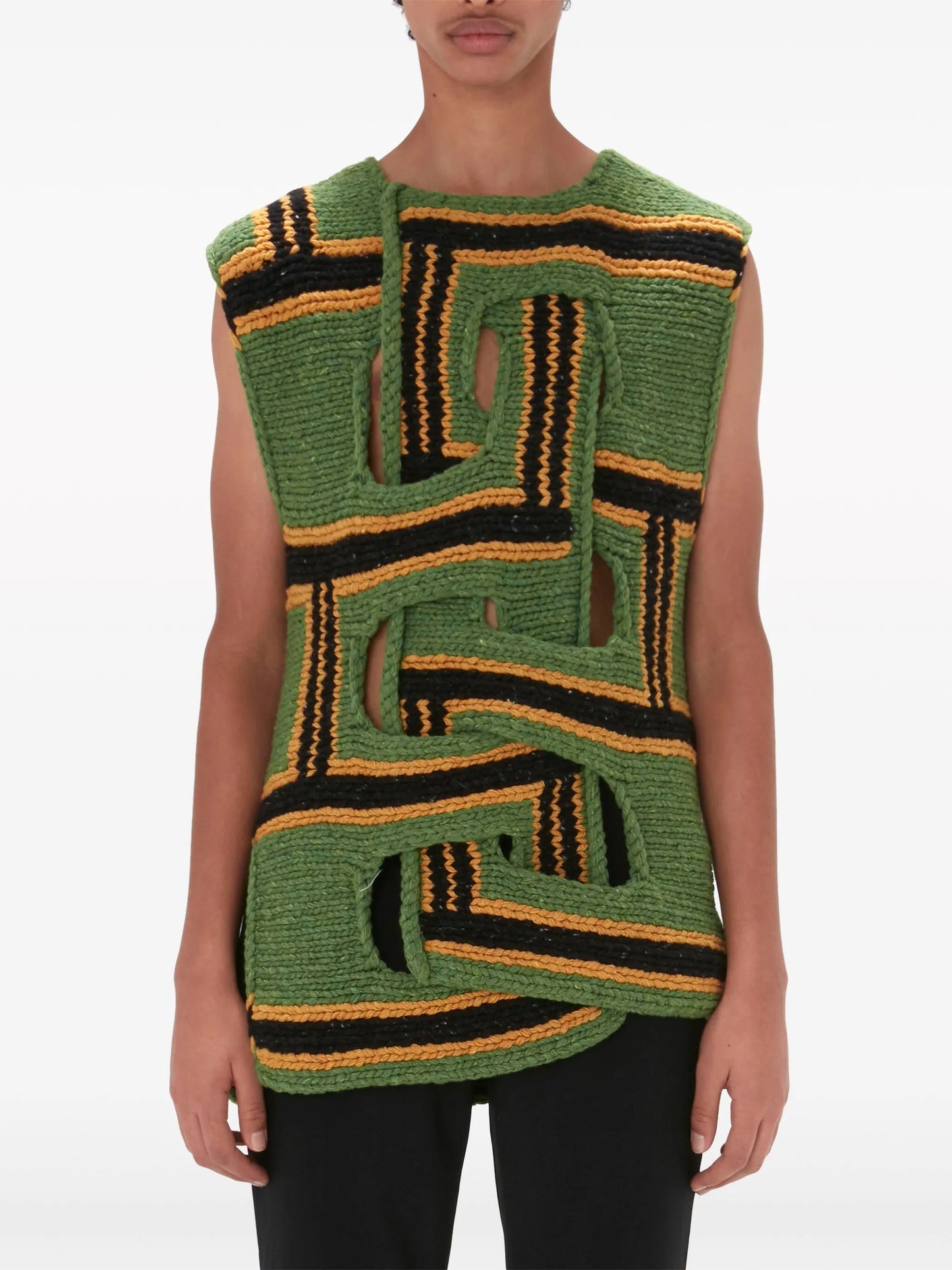 interwoven striped wool vest
