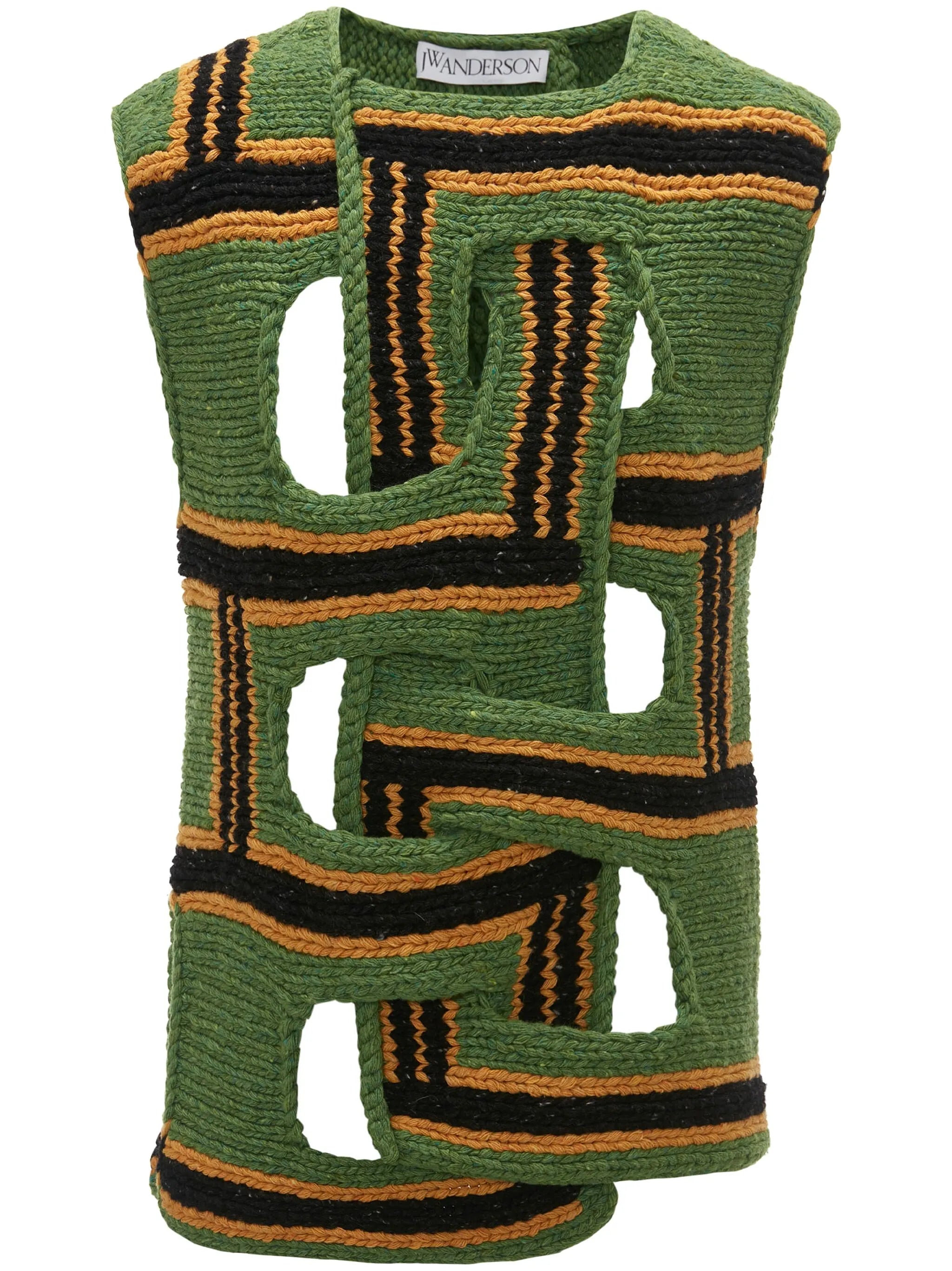 interwoven striped wool vest